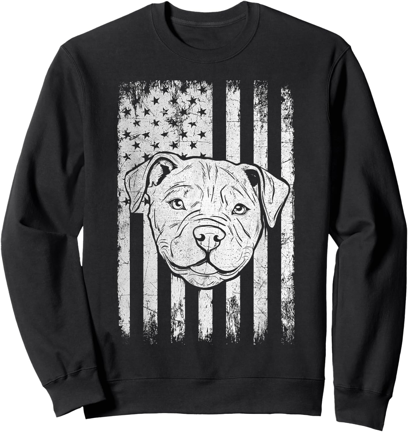 Patriotic Pitbull Dog - USA American Pet Owner Animal Lover Sweatshirt - Sweatshirt | Black