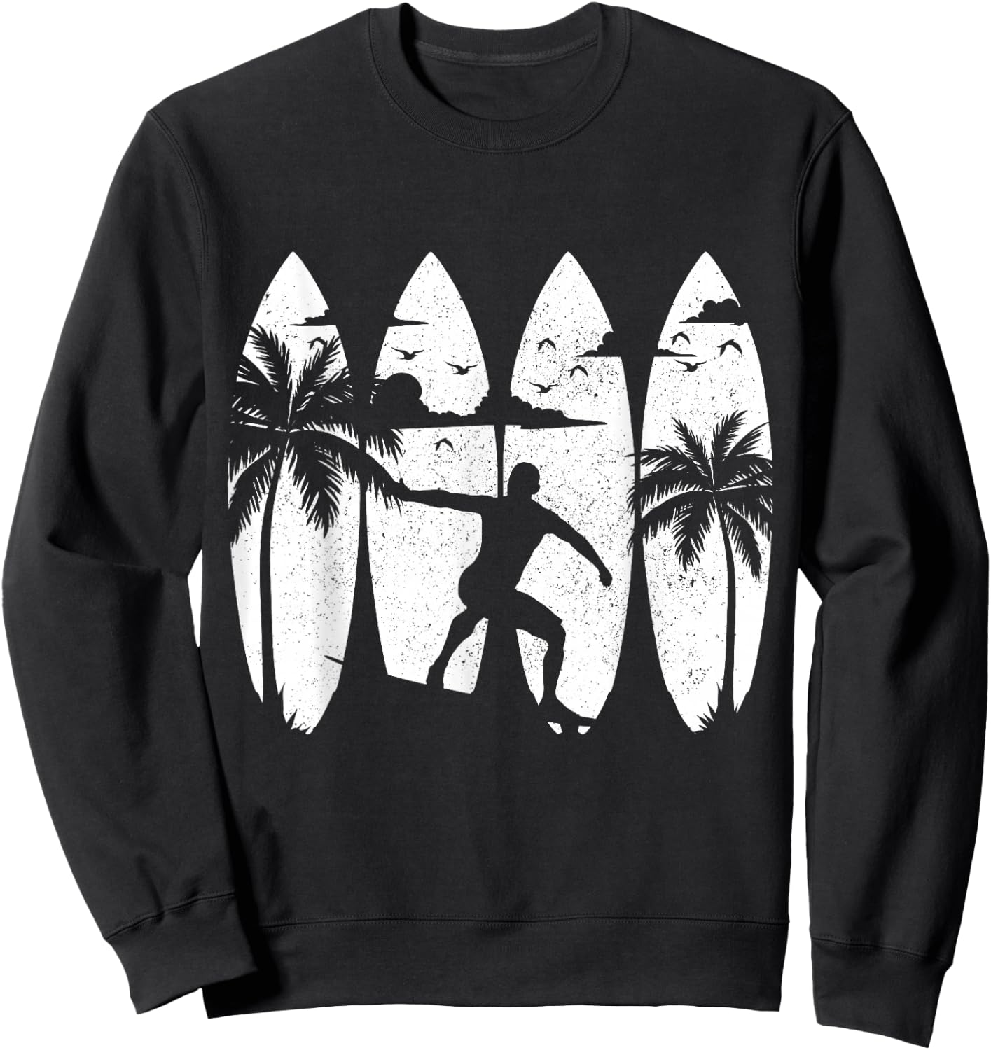 Surfer Surfboard Vintage Surfing Beach Summer Surf Sweatshirt - Sweatshirt | Black