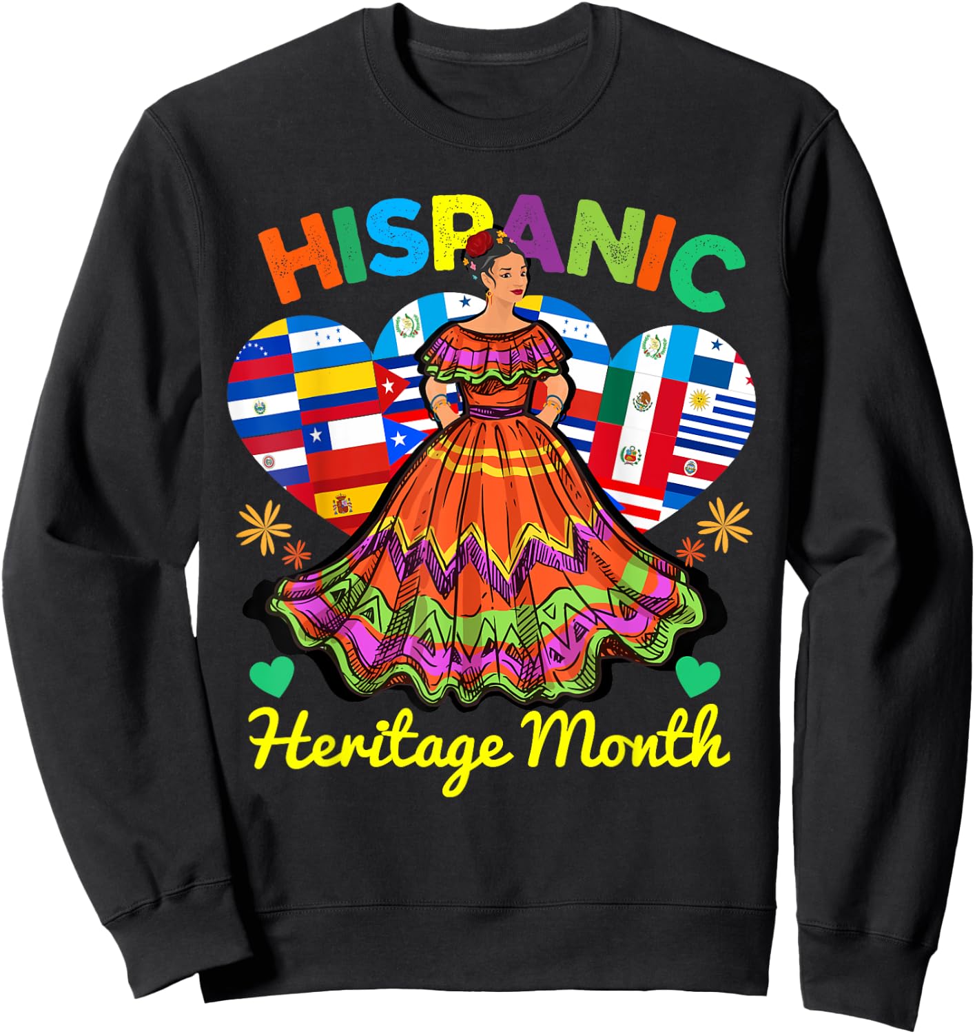 Hispanic Heritage Month Dress Inspired Girl Dancing Sweatshirt - Sweatshirt | Black