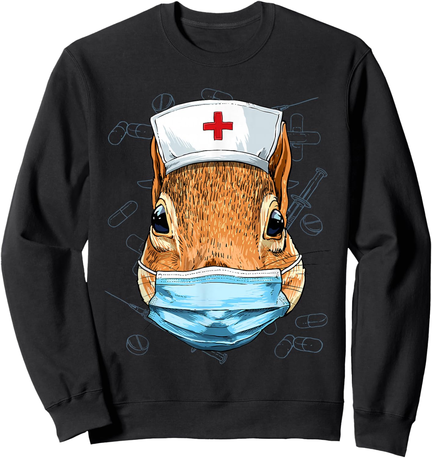 Hospital Squirrel ER Nurse RN LPN Nurse Life Squirrel Lover Sweatshirt - Sweatshirt | Black