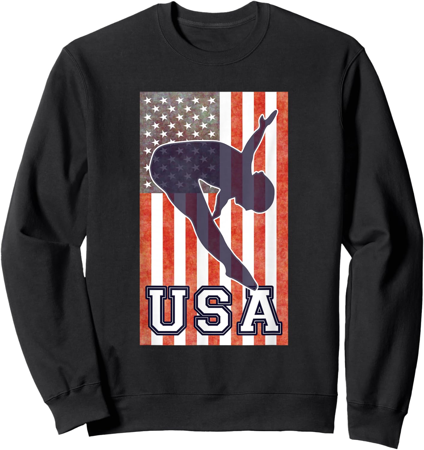 USA Diving American Flag Springboard Platform Team Athlete Sweatshirt - Sweatshirt | Black