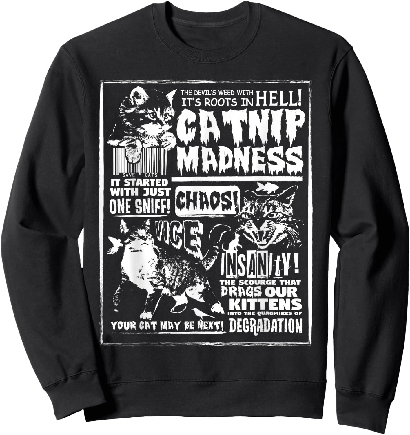 Catnip Madness Cute Kitten Cat Lover Gift Cat Owners Sweatshirt - Sweatshirt | Black