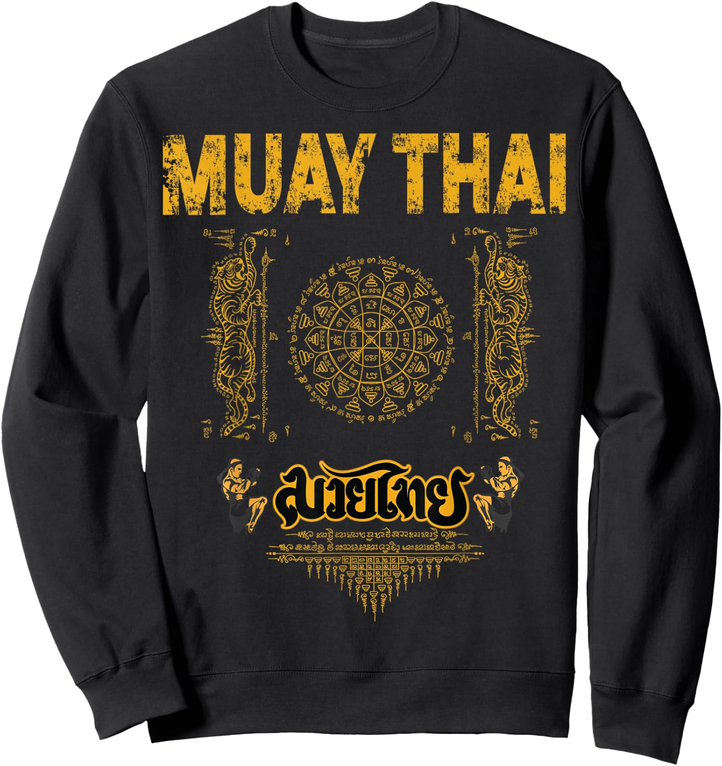 Sawadee thai traditional sak yant thai twin tiger muay thai Sweatshirt - Sweatshirt | Black