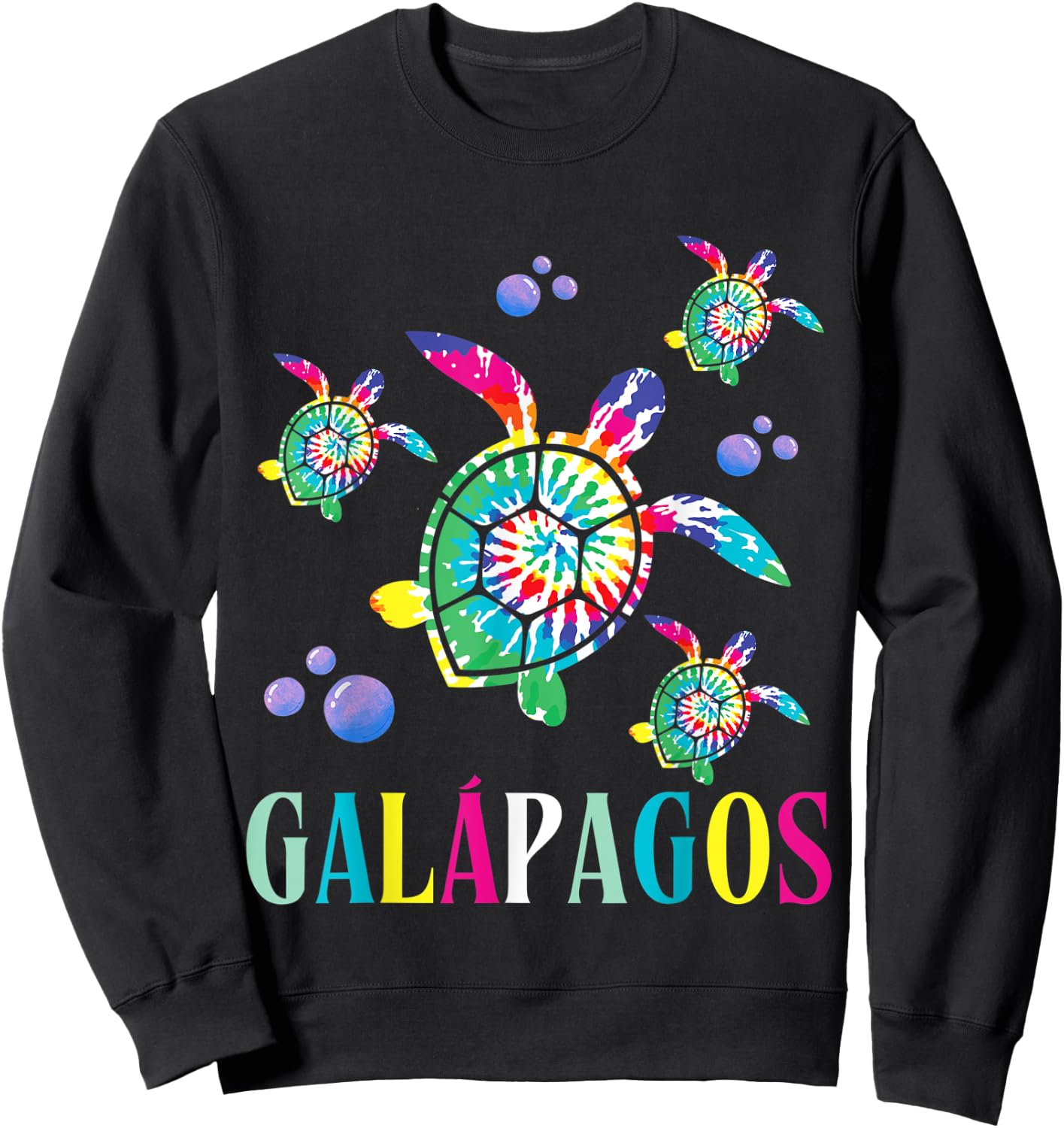 Galapagos Islands Tie Dye Sea Turtle Scuba Diving Sweatshirt - Sweatshirt | Black