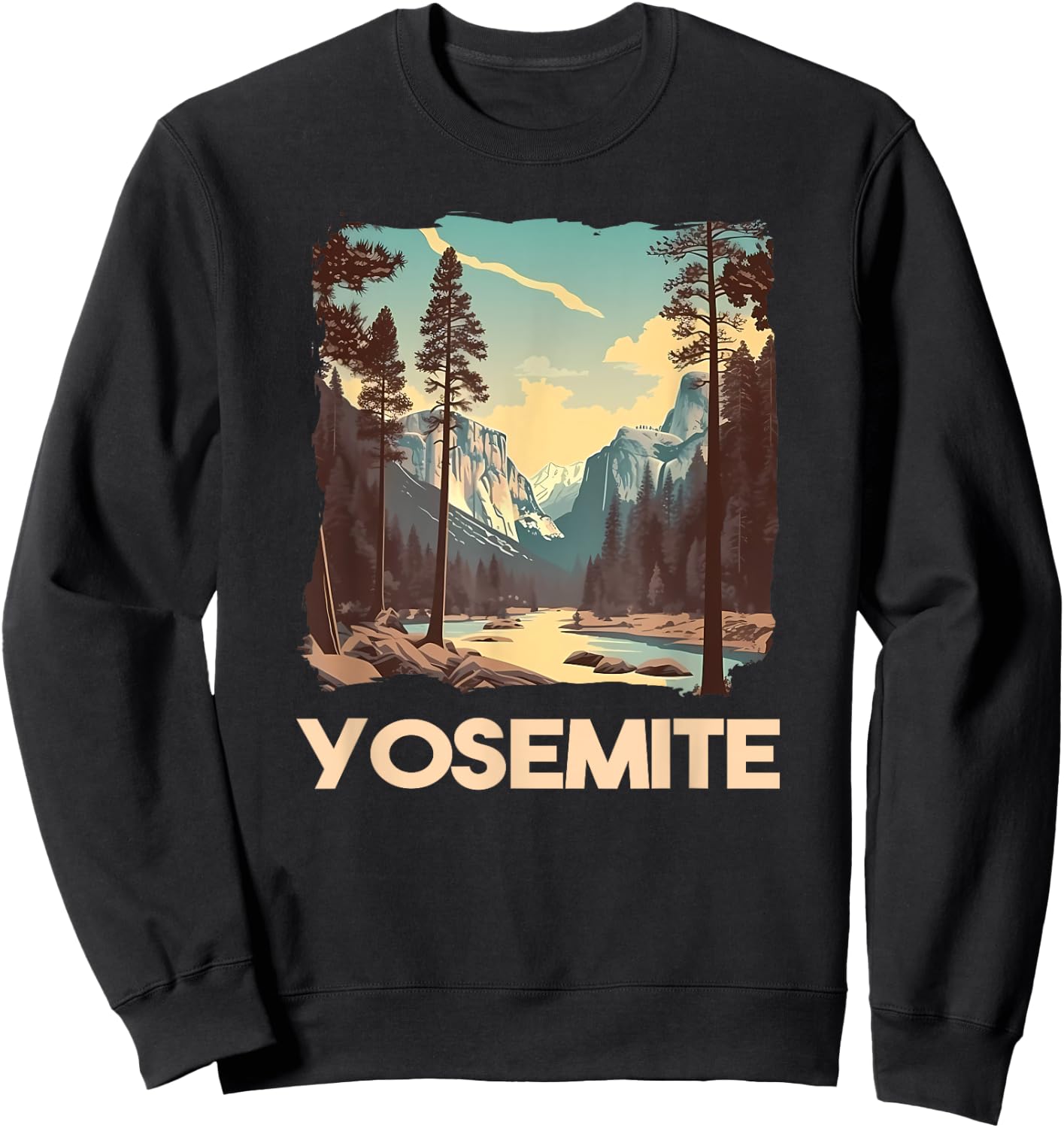 Vintage Yosemite National Park Nature Lover Adventure Sweatshirt - Sweatshirt | Black