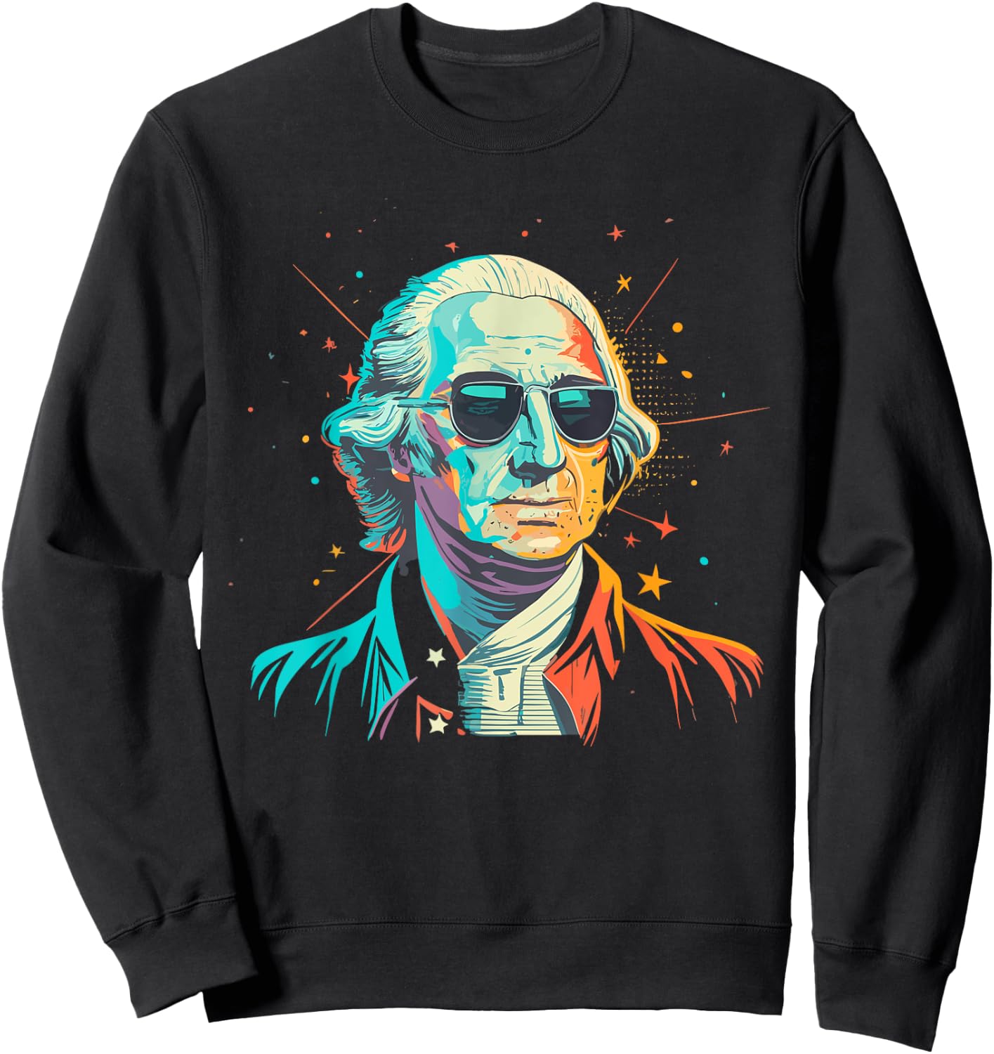 George Washington With Sunglasses | George Washington Sweatshirt - Sweatshirt | Black