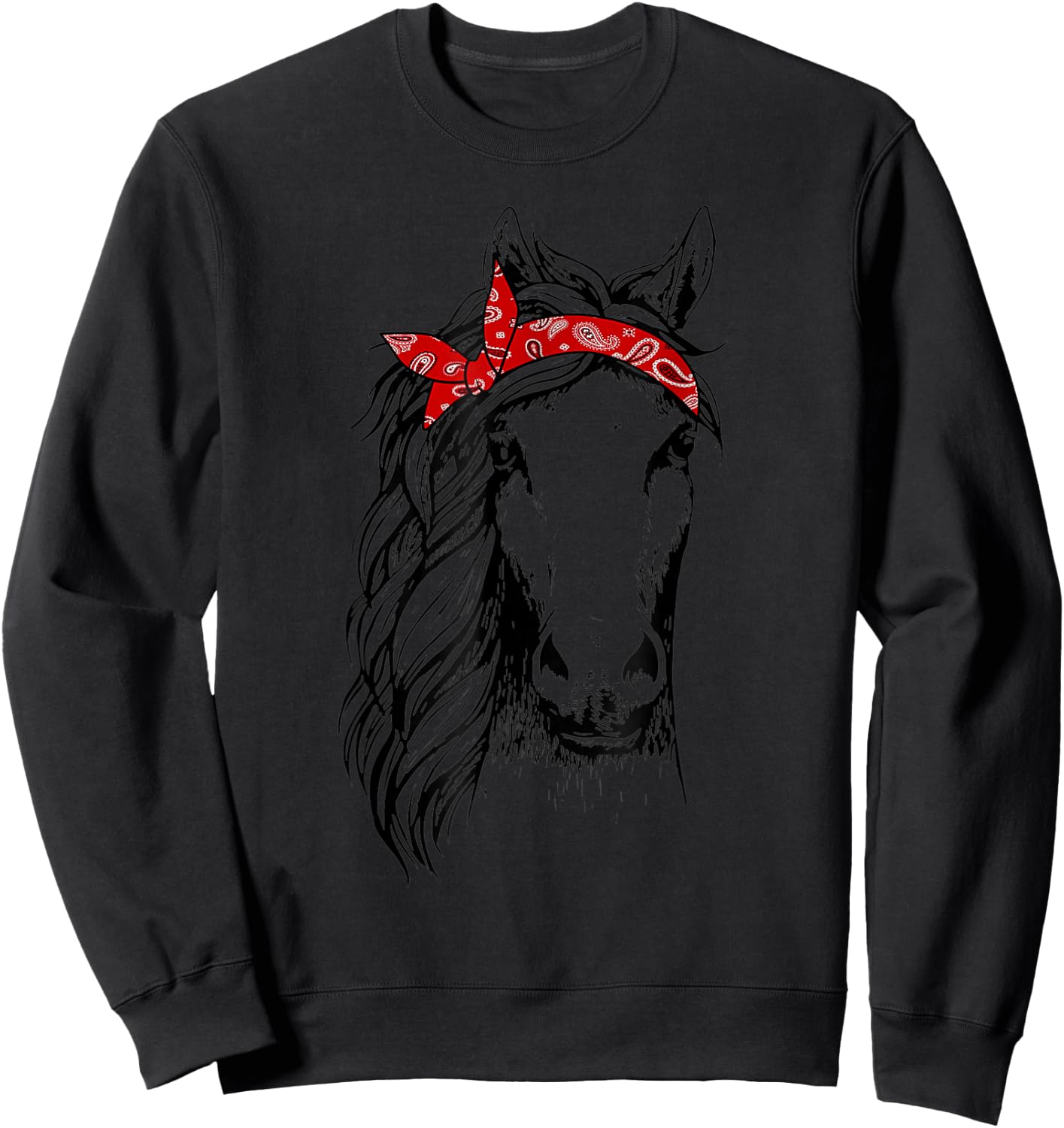 Horse Bandana for Horseback Riding Horse Lover Sweatshirt - Sweatshirt | Black