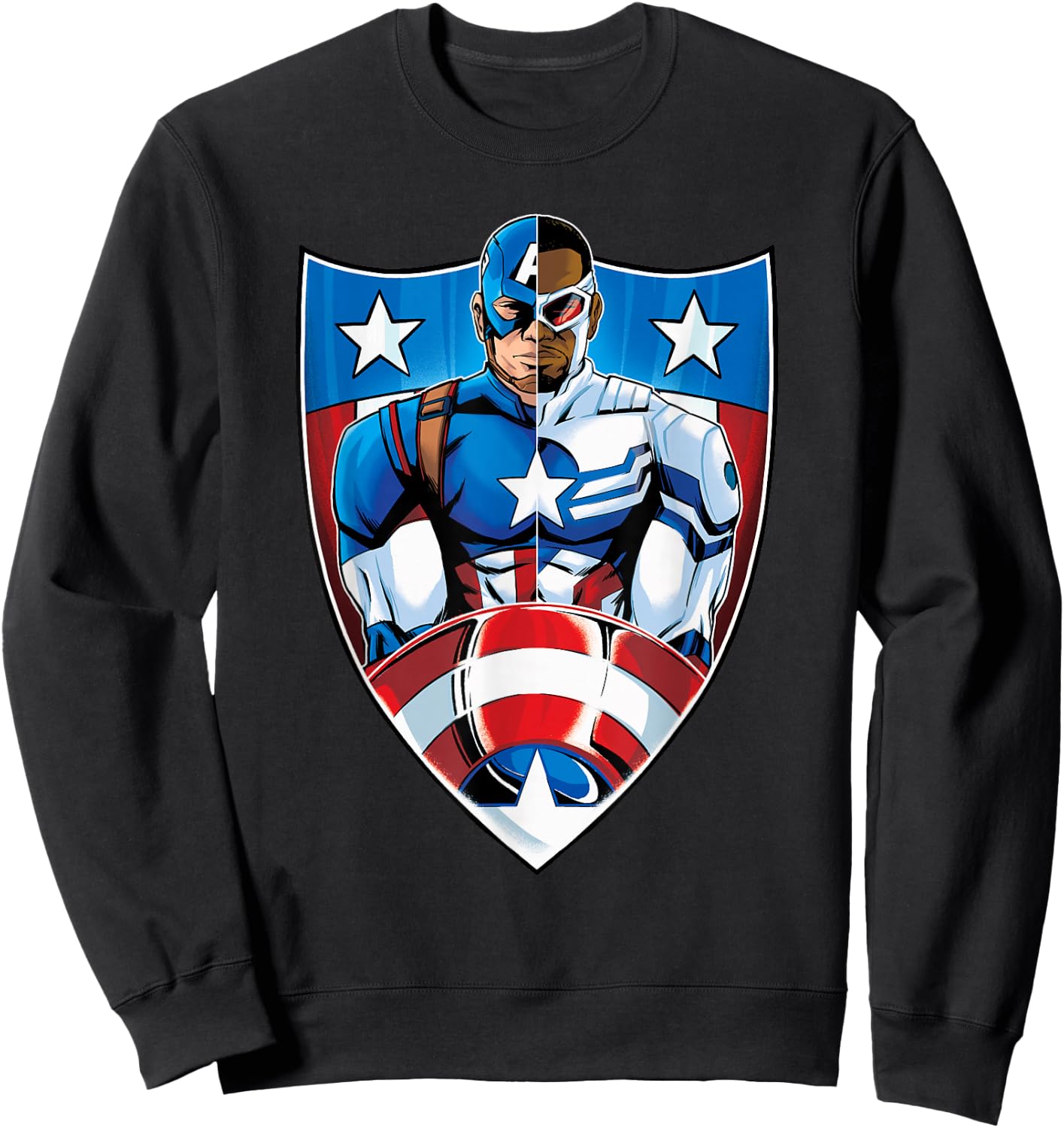 Marvel Captain America Steve Rogers and Sam Wilson on Shield Sweatshirt - Sweatshirt | Black