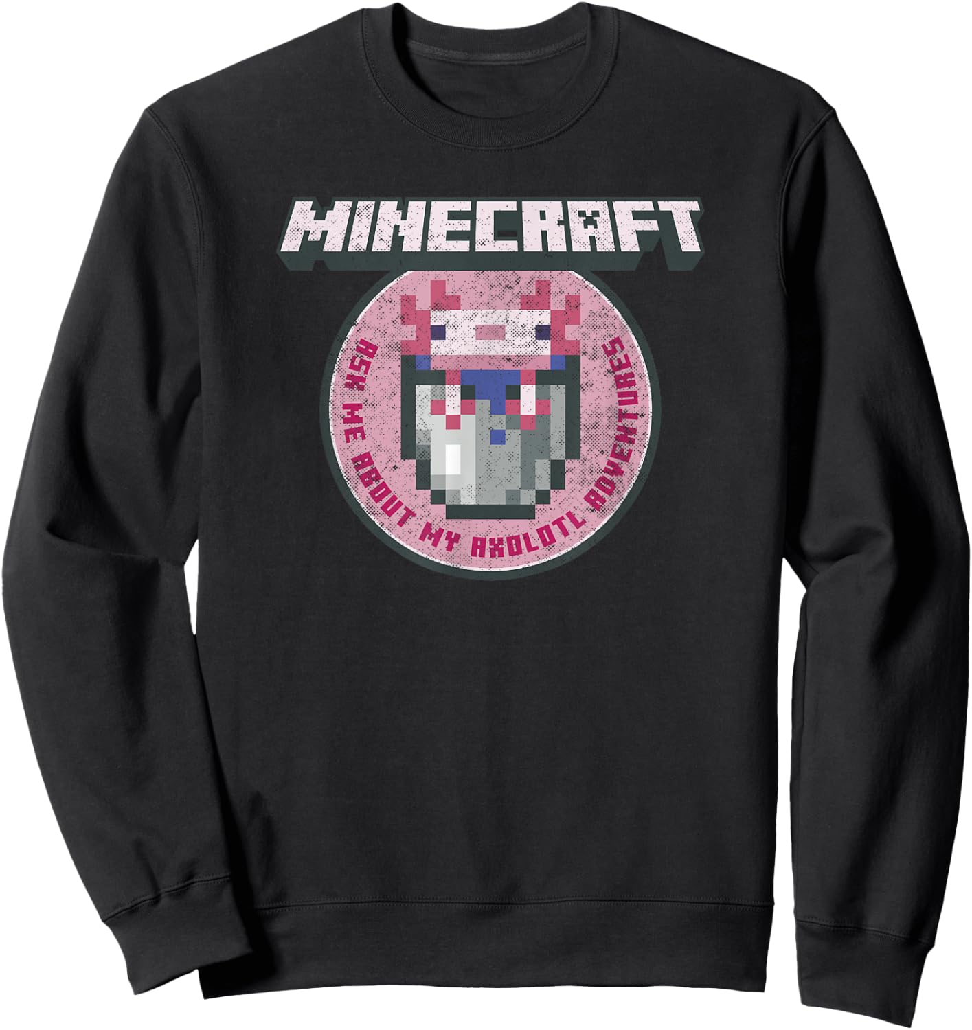 Minecraft Axolotl Adventures Circle Badge Sweatshirt - Sweatshirt | Black
