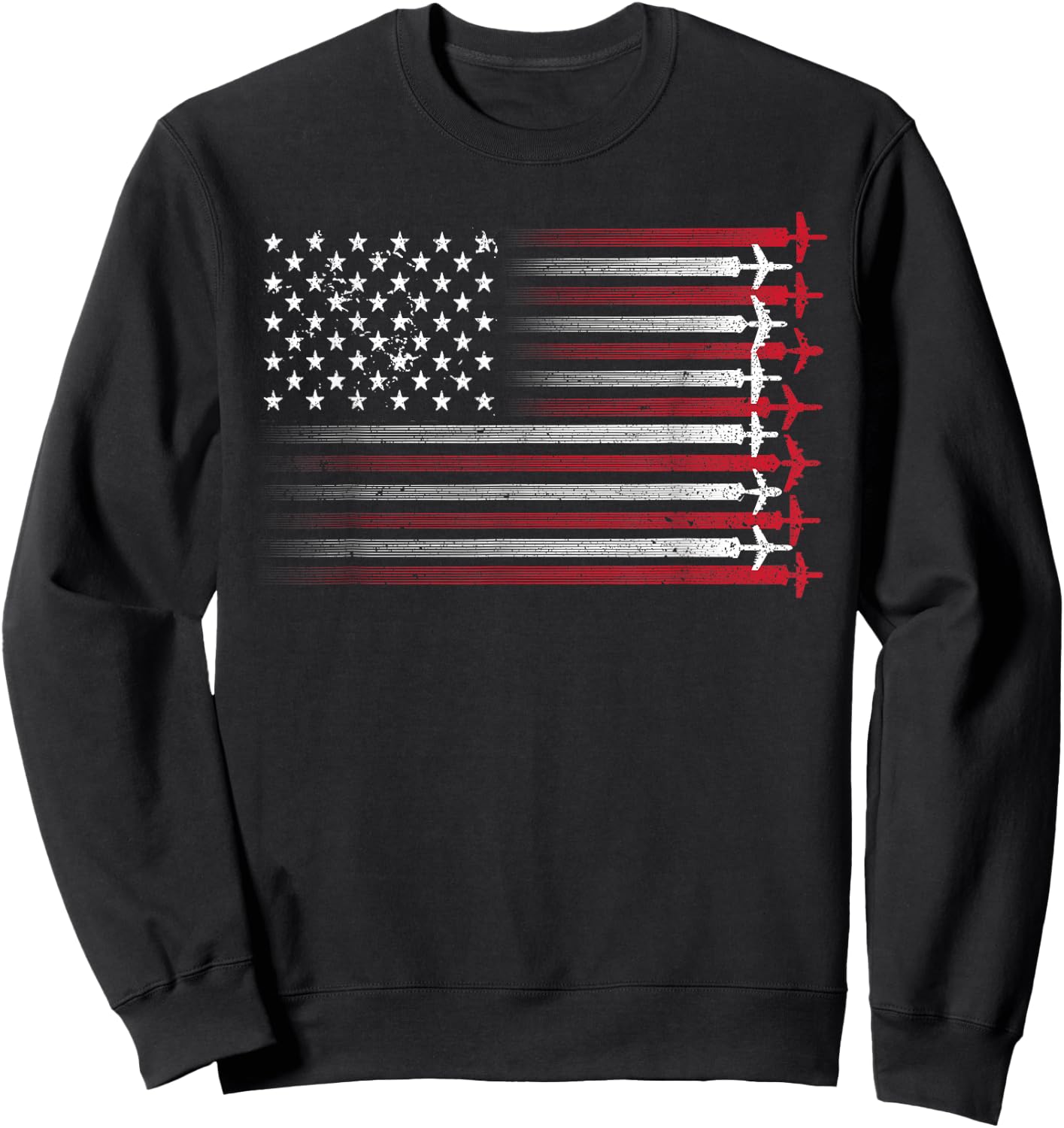 Cute Airplane Pilot Art Women Aviation 4th of July Small Sweatshirt - Sweatshirt | Black
