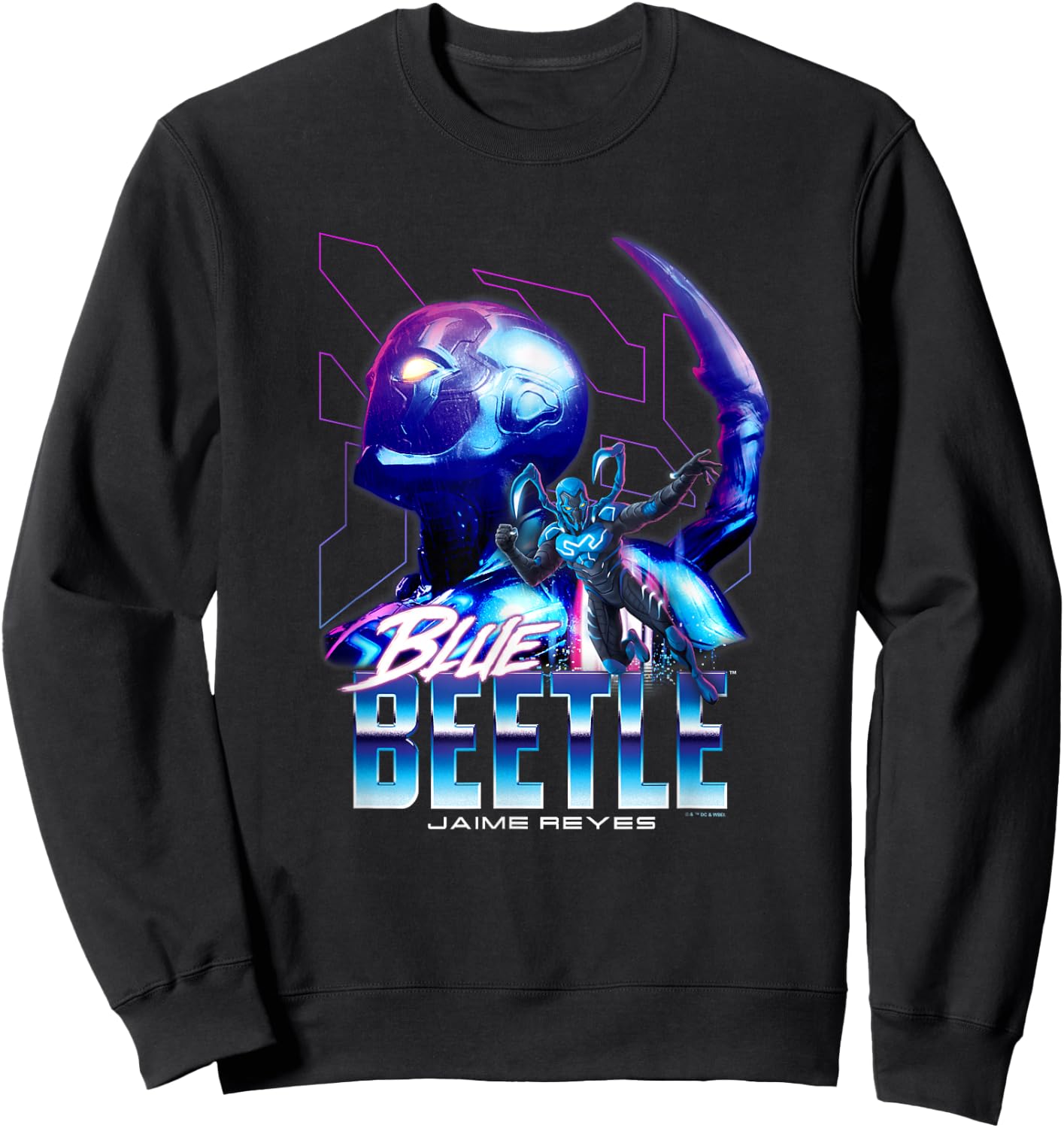 Blue Beetle Jaime Reyes Heroic Neon Outlines Portrait Sweatshirt - Sweatshirt | Black