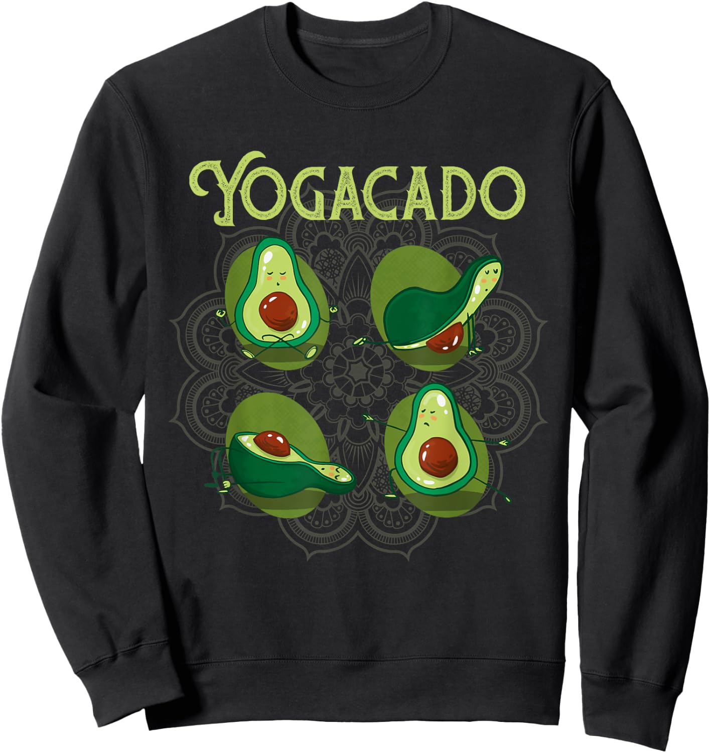 Yogacado Meditation Yoga Poses | Funny Namaste Yoga Sweatshirt - Sweatshirt | Black