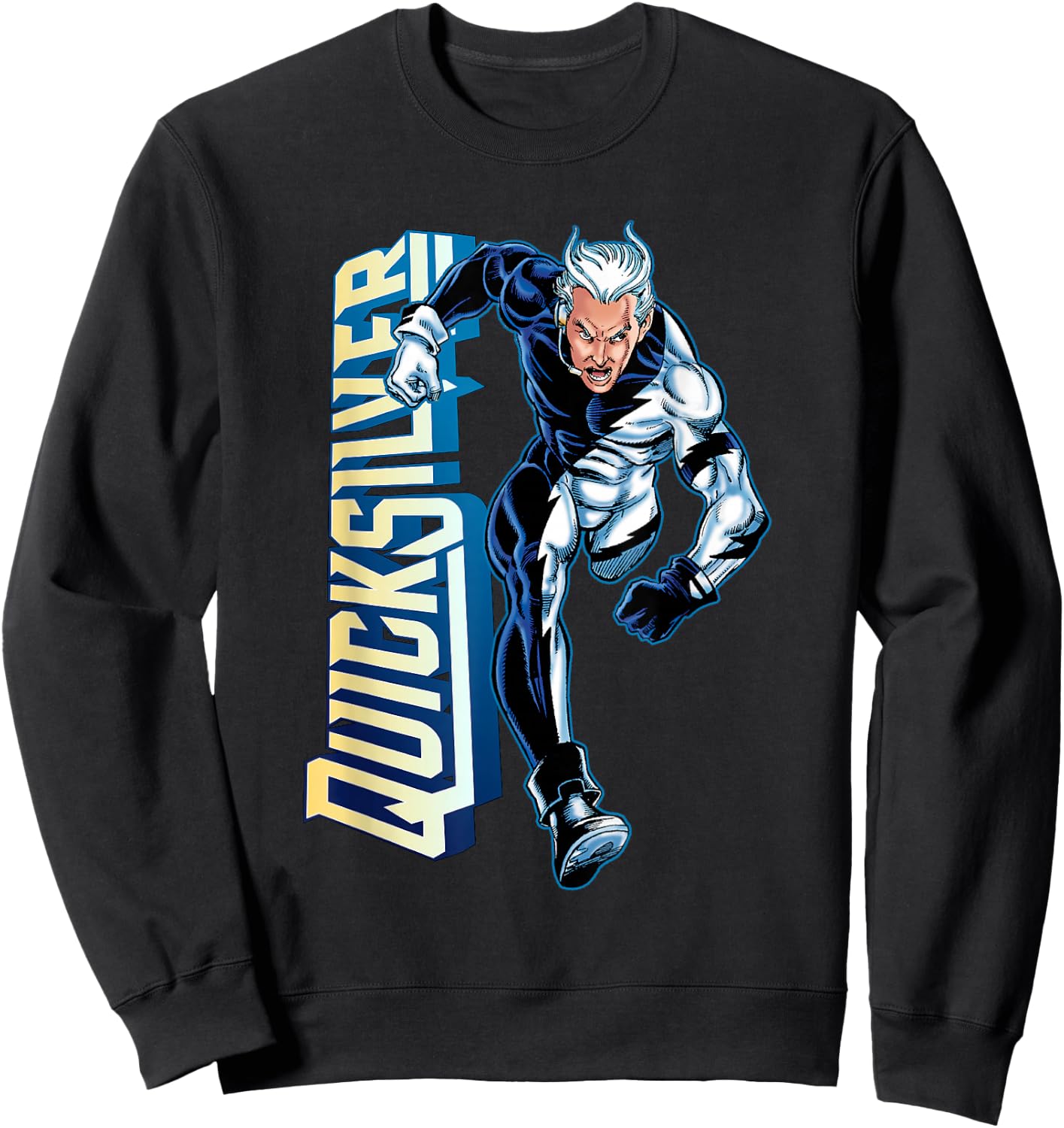 Marvel Comics Retro Classic Quicksilver Running Portrait Sweatshirt - Sweatshirt | Black