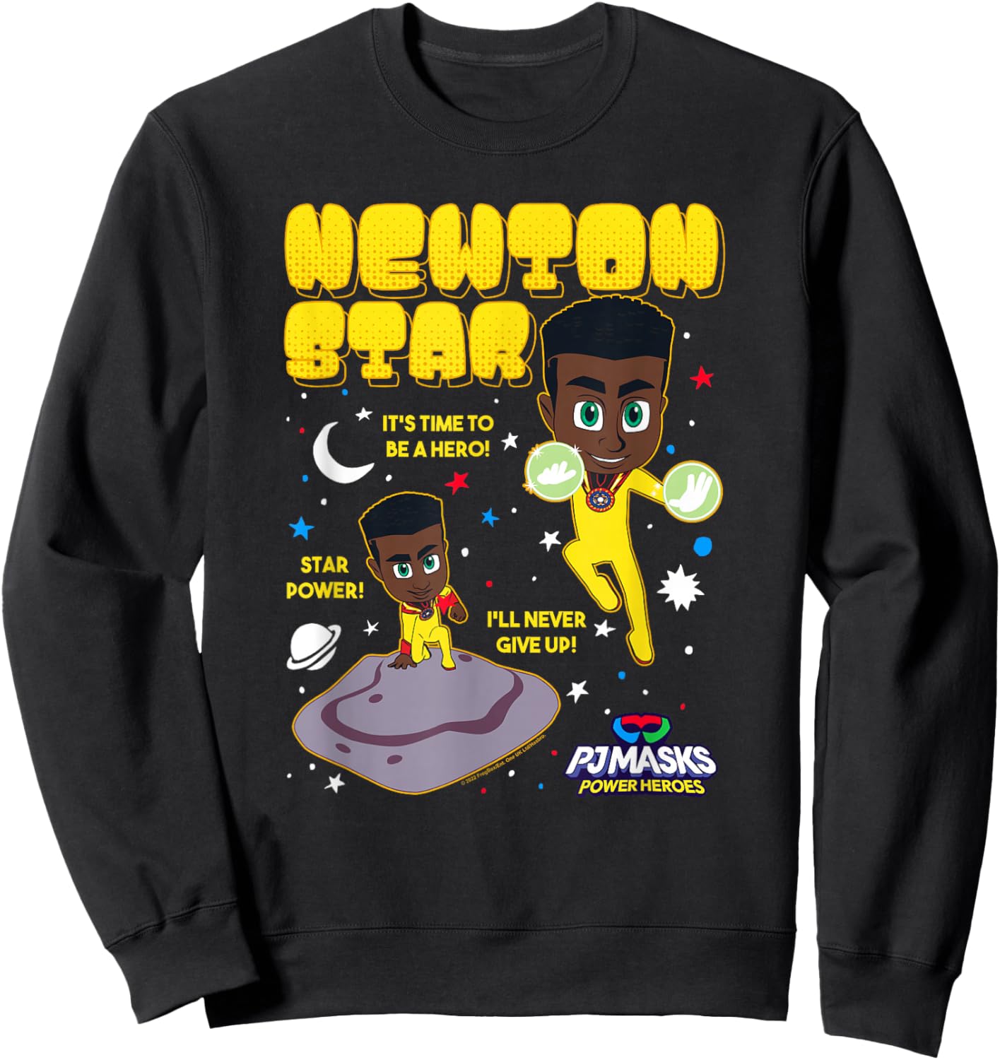 PJ Masks Newton Star I'll Never Give Up Star Power Logo Sweatshirt - Sweatshirt | Black