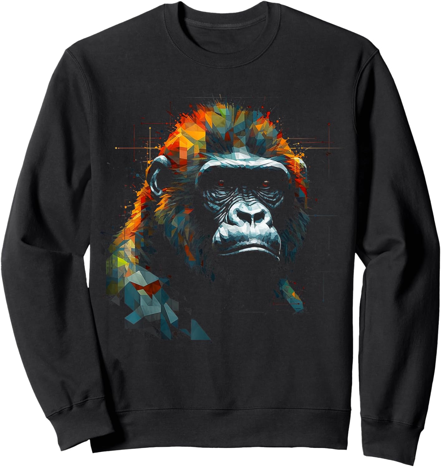 Gorilla Artwork Colourful Animal Monkey Zoo Gorilla Sweatshirt - Sweatshirt | Black