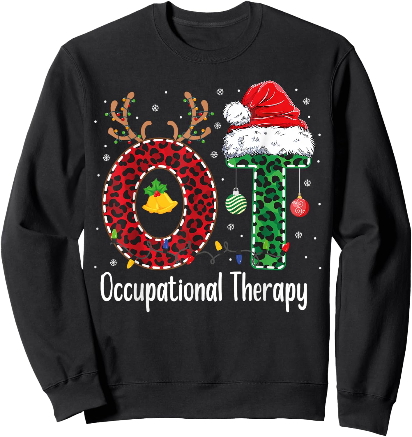 Occupational Therapy Christmas santa hat OT Therapist Sweatshirt - Sweatshirt | Black