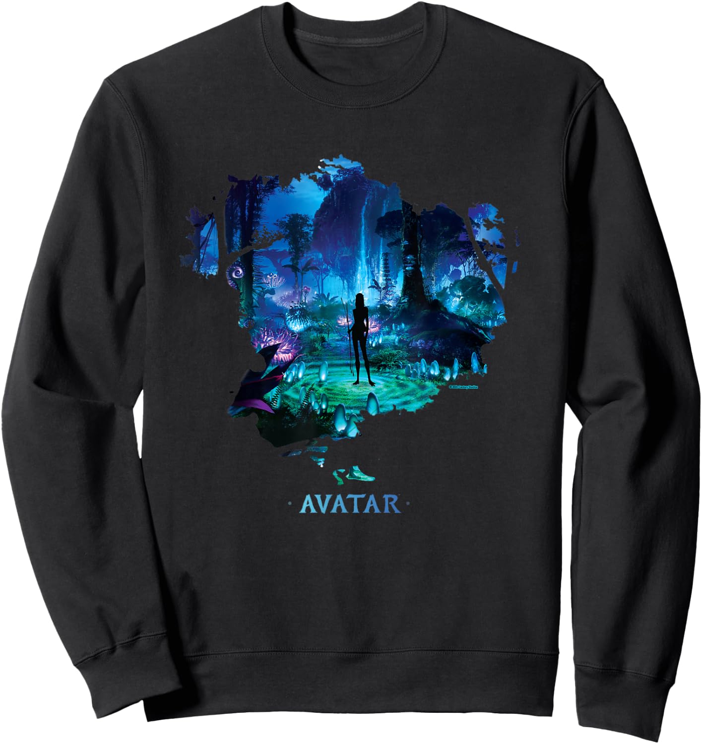 Avatar Na'vi in Pandora Jungle at Night with Logo Sweatshirt - Sweatshirt | Black