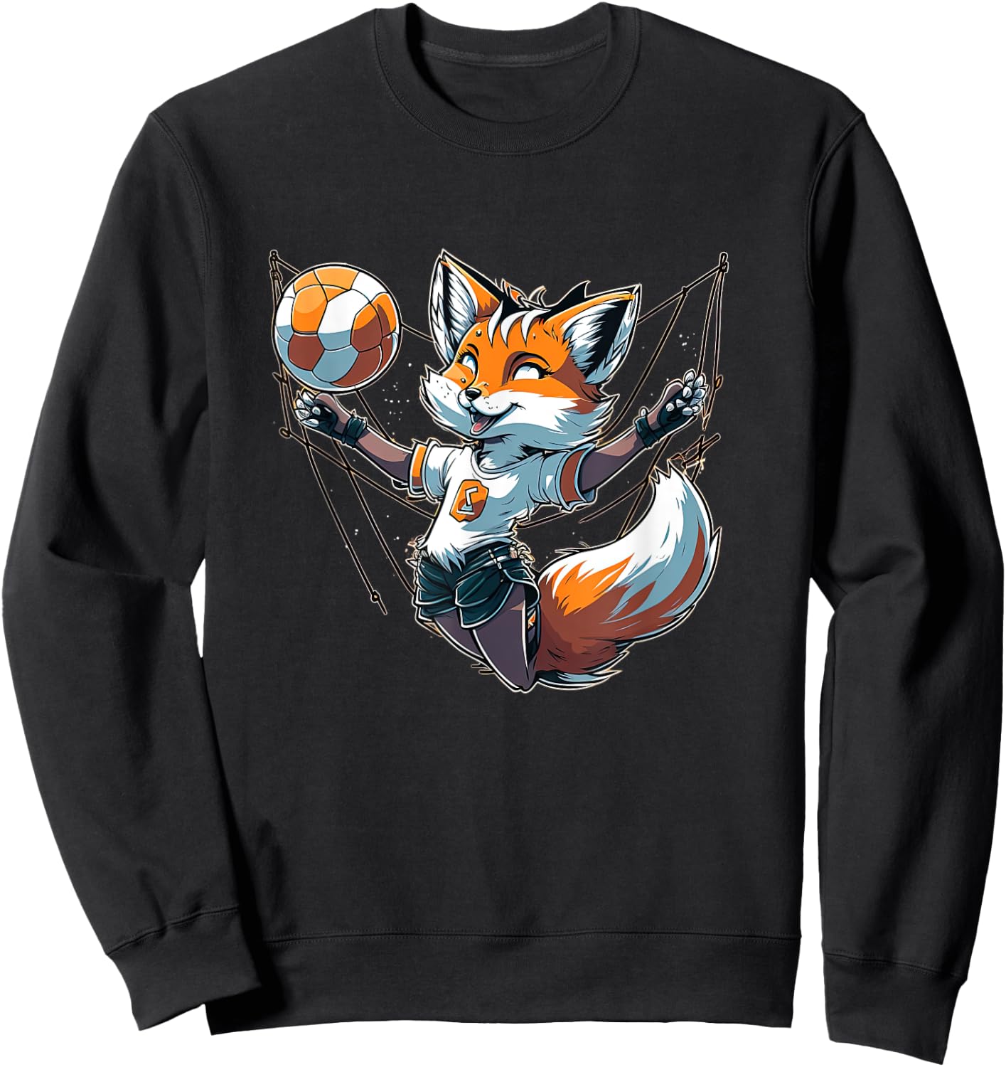 Volleyball Fox - Fox and Volleyball Sweatshirt - Sweatshirt | Black