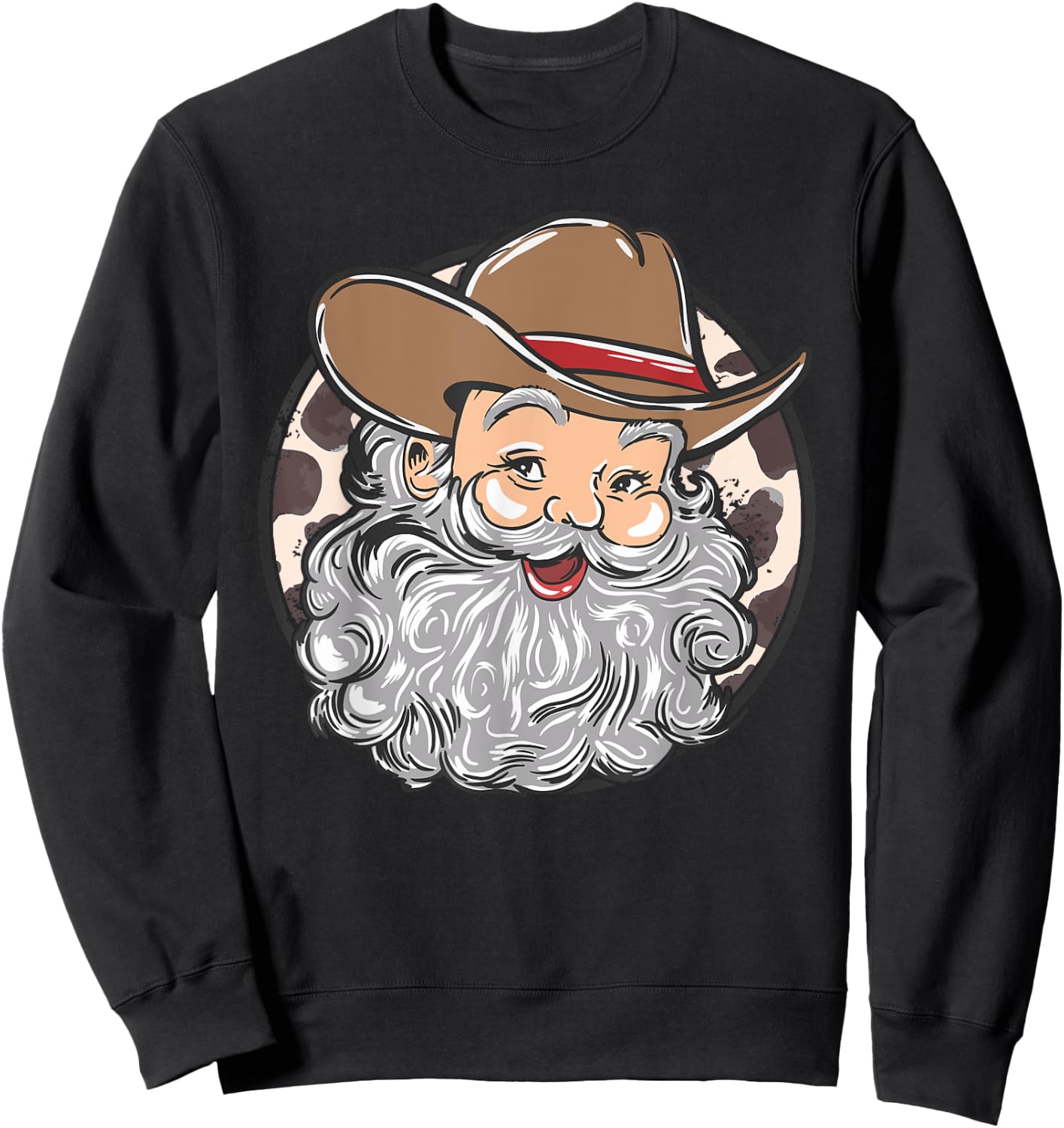 Western Cowboy Santa Christmas Cowboy Groovy Retro Xmas Sweatshirt - Sweatshirt | Black