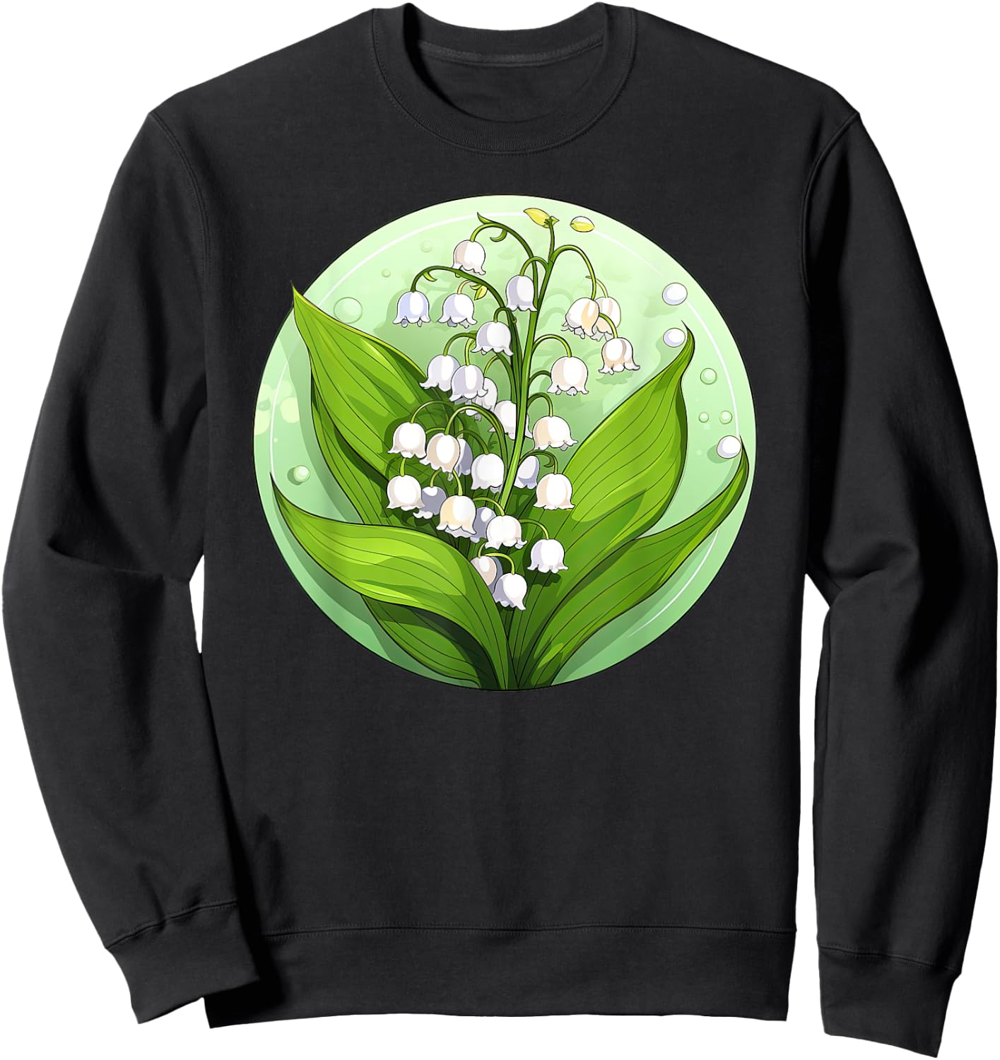 Lily Of The Valley Flower - Convallaria Majalis - White Lily Sweatshirt - Sweatshirt | Black