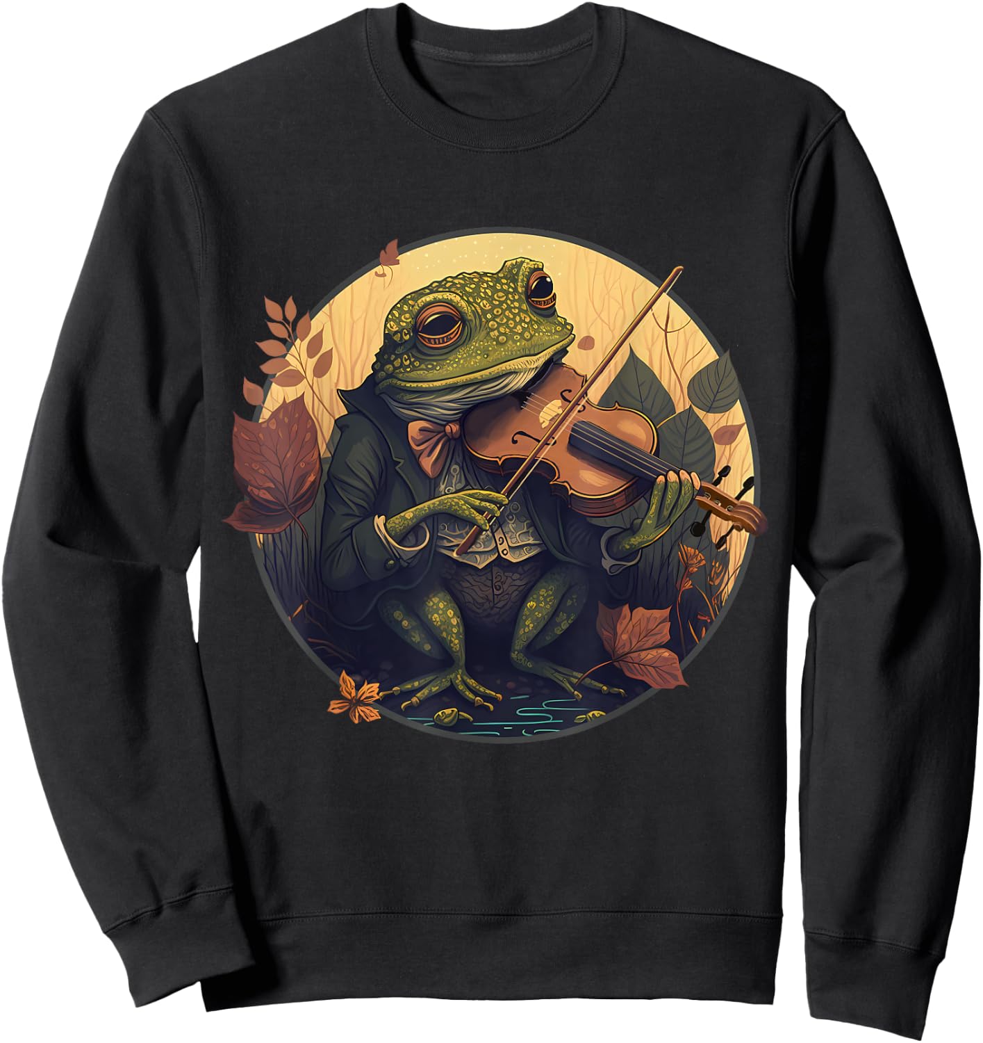 Frog Playing Fiddle Sweatshirt - Sweatshirt | Black