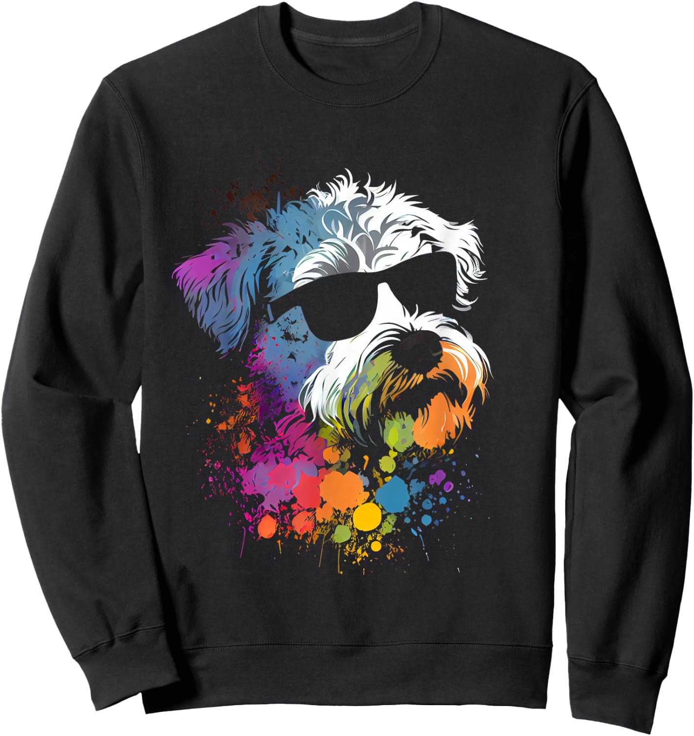 Schnoodle walking dog fans schnauzer dog Sweatshirt - Sweatshirt | Black