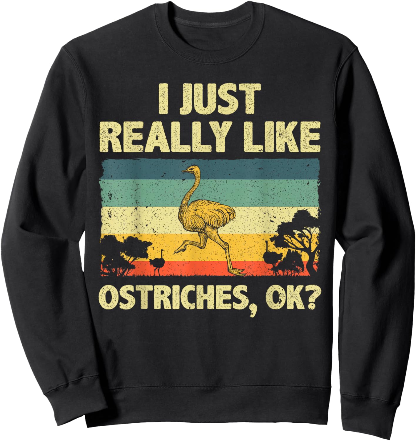 Funny Ostrich Design Women Kids Ostrich Animal Lover Sweatshirt - Sweatshirt | Black