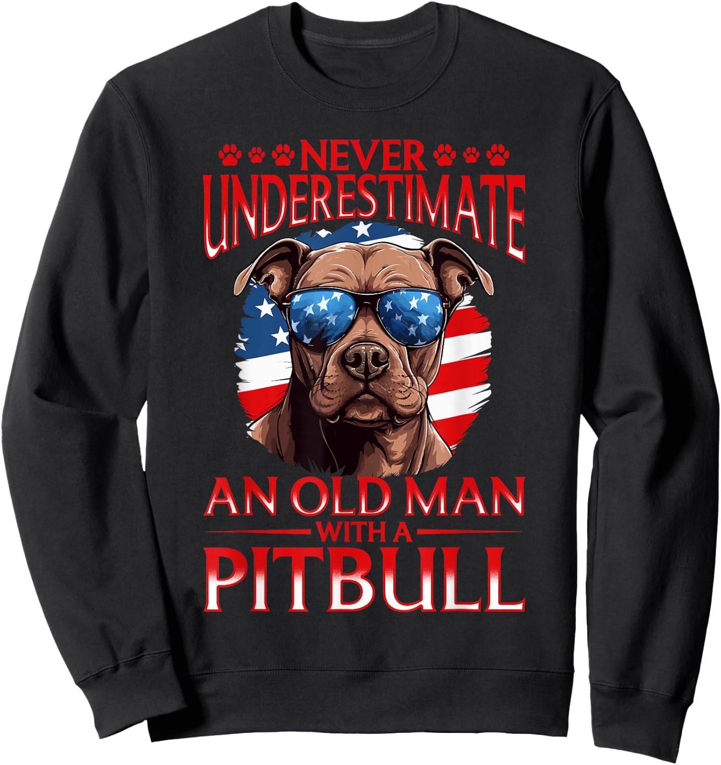 Pitbull Pittie Dog Breed Pet Never Underestimate an Old Man Sweatshirt - Sweatshirt | Black