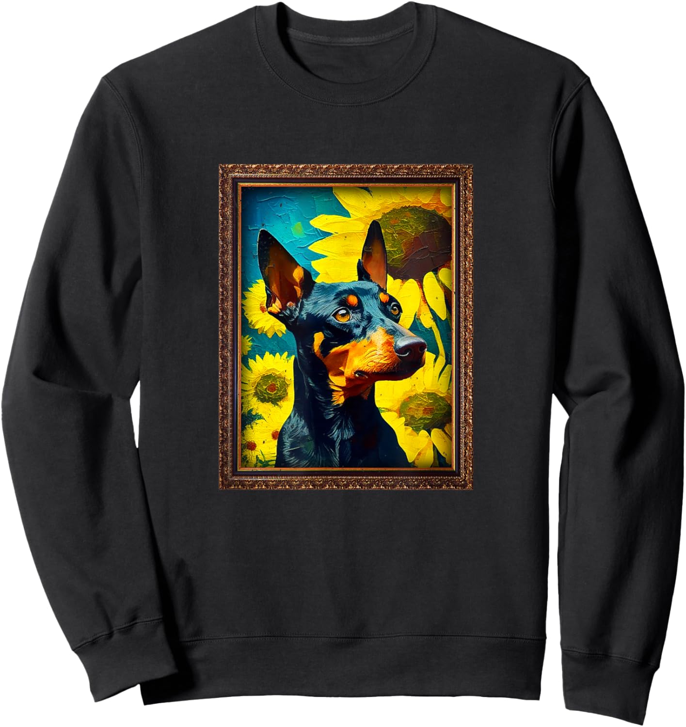 Manchester Terrier Painting Sunflower Flower Mom Women Flora Sweatshirt - Sweatshirt | Black