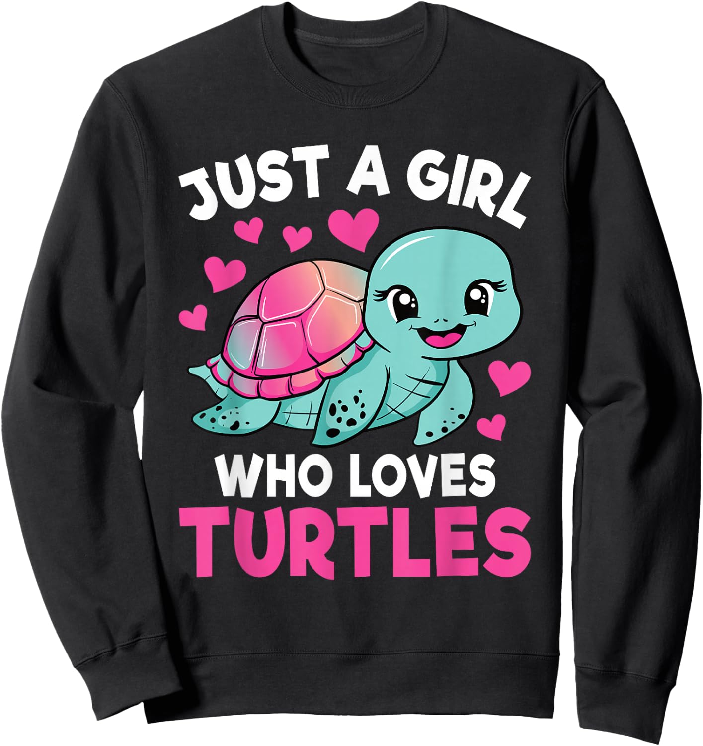 Just A Girl Who Loves Turtles Ocean Animal Sea Turtle Kids Sweatshirt - Sweatshirt | Black