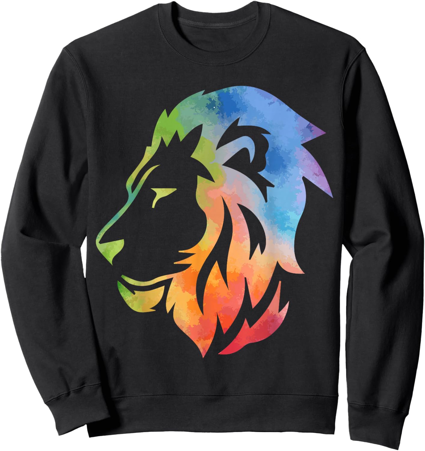 Lion Art Funny Felidae Large Cat Lover Outfit Men Women Kids Sweatshirt - Sweatshirt | Black