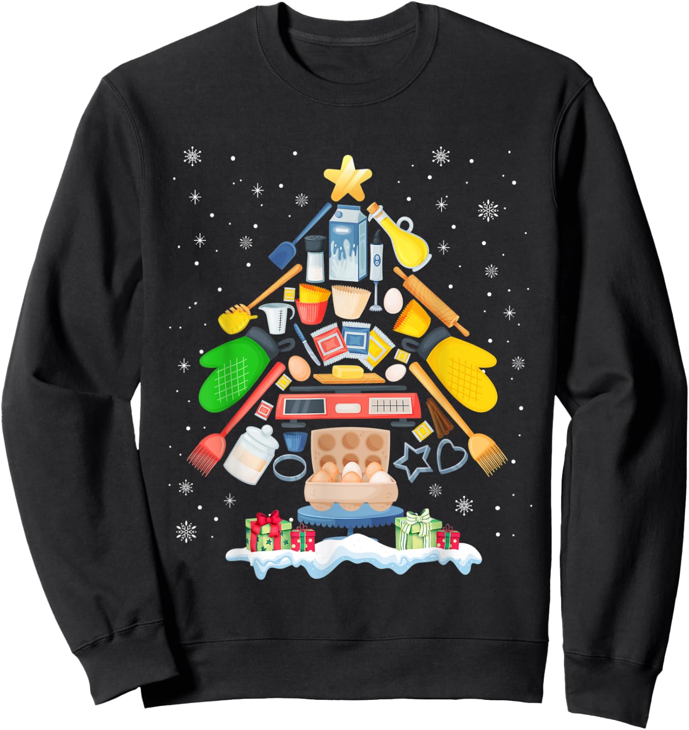 Baking Christmas Tree Pajama Merry Christmas Baker Xmas Sweatshirt - Sweatshirt | Black