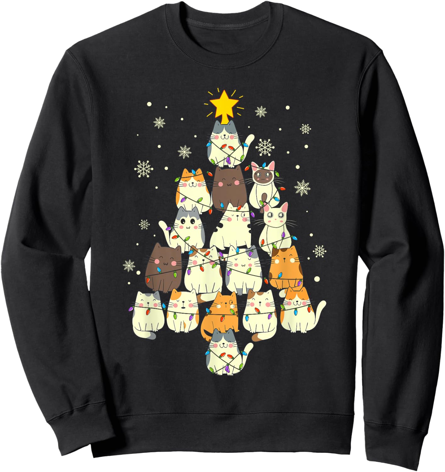 Funny Cats Christmas Tree Sweatshirt - Sweatshirt | Black
