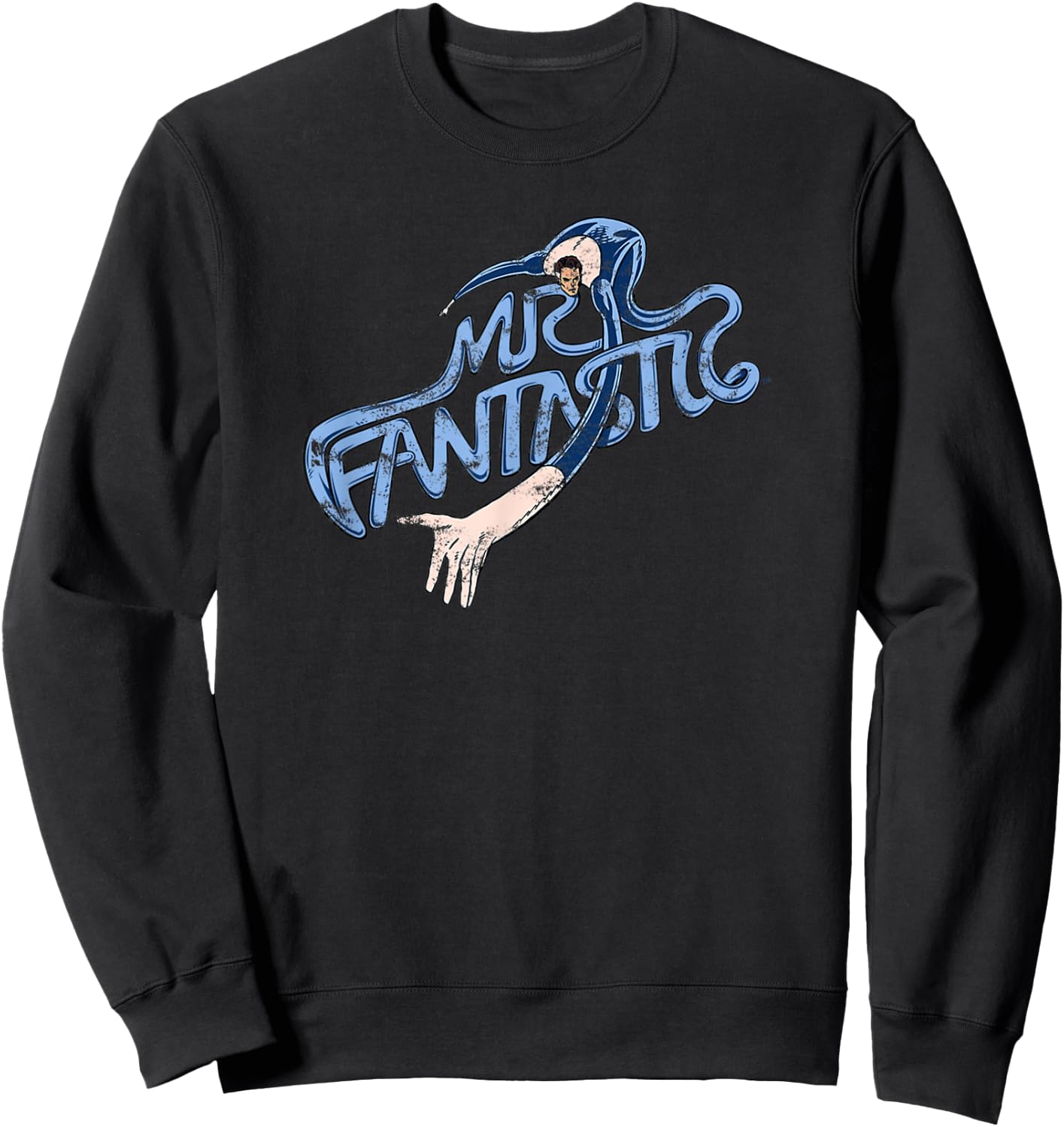 Marvel Fantastic Four Mr. Fantastic Stretchy Text Retro Logo Sweatshirt - Sweatshirt | Black