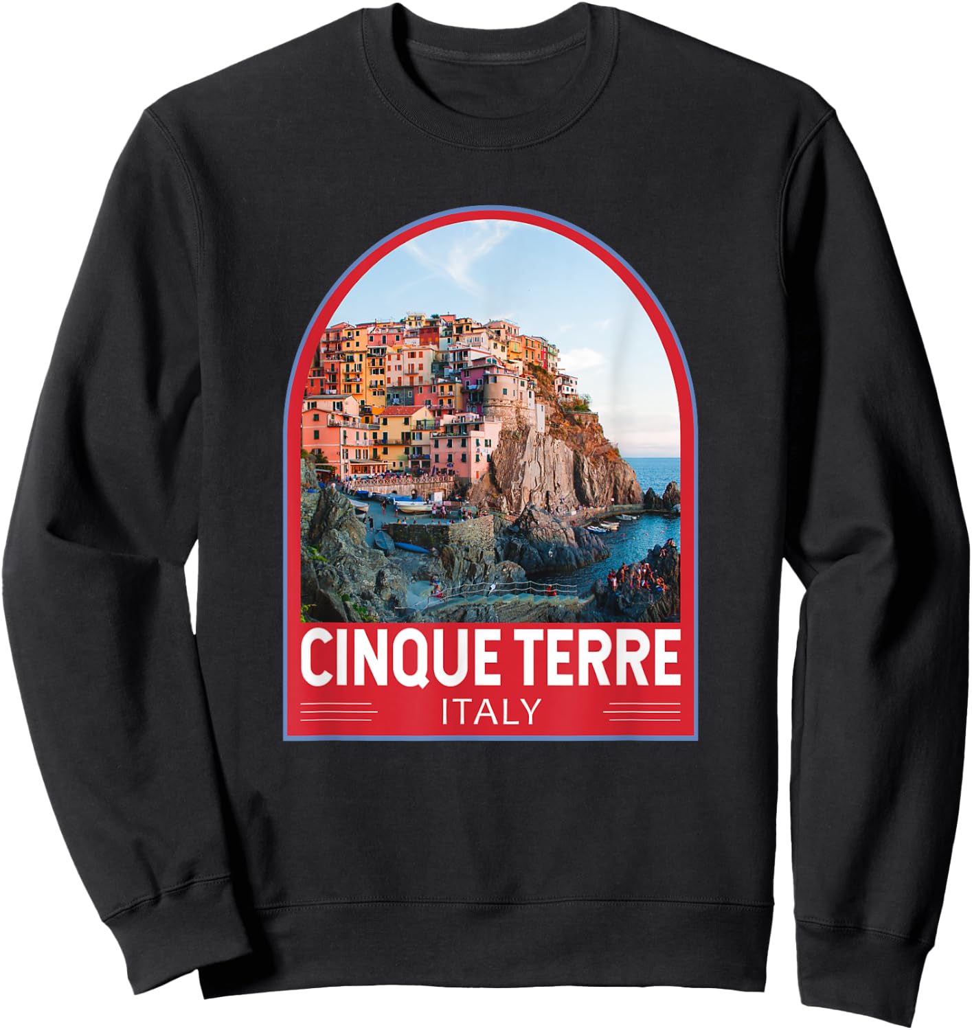 Cinque Terre Italy Retro Emblem Vintage Sweatshirt - Sweatshirt | Black