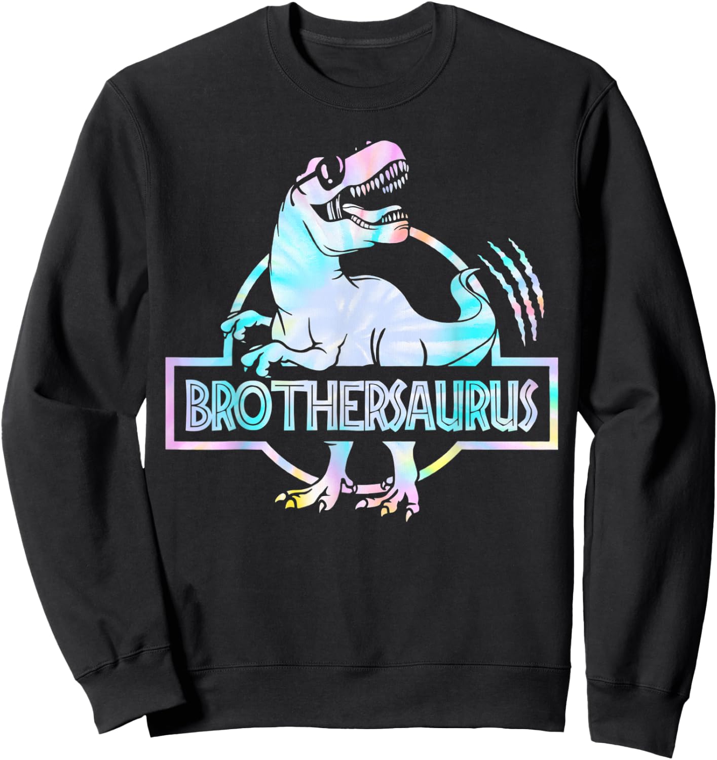 Brothersaurus T Rex Dinosaur Brother Saurus Family Matching Sweatshirt - Sweatshirt | Black
