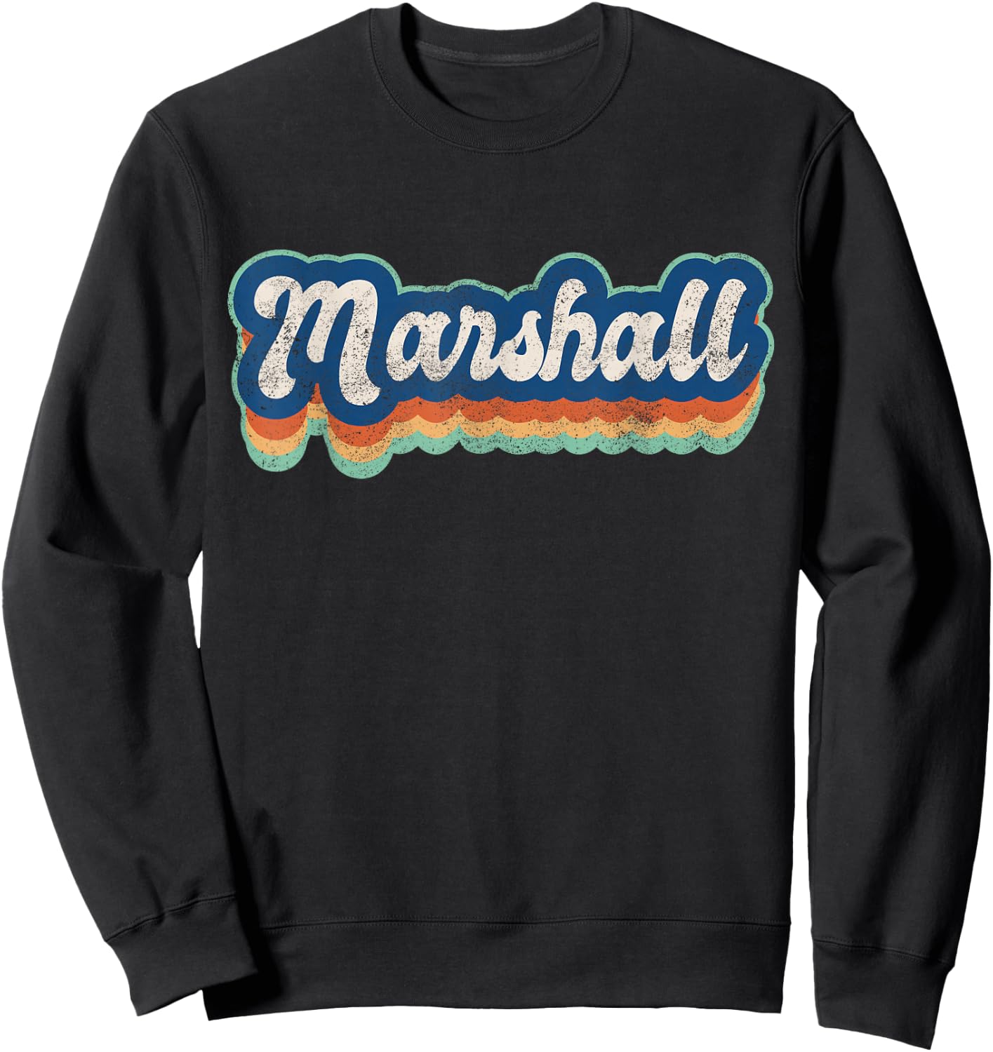 Marshall First Name Boy Vintage Style 70s 80s Personalized Sweatshirt - Sweatshirt | Black