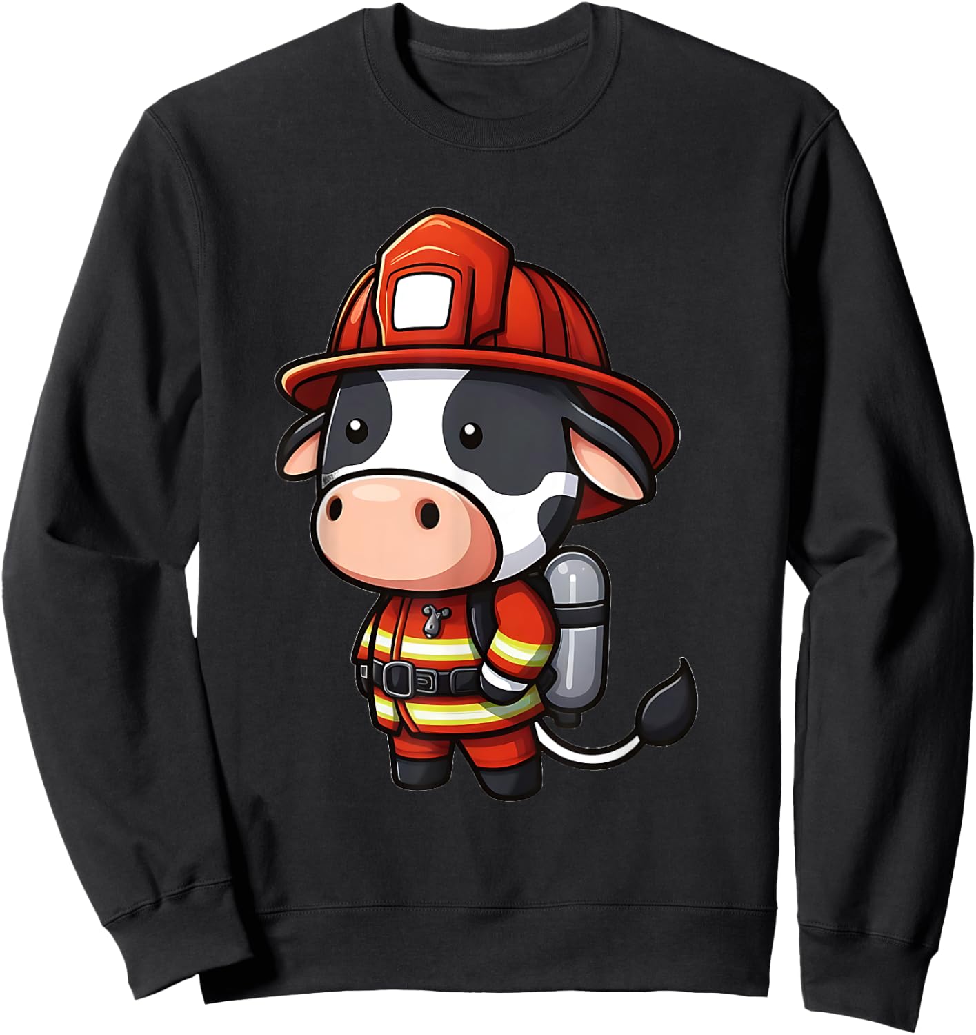 Cow Firefighter - Fireman Cow Sweatshirt - Sweatshirt | Black