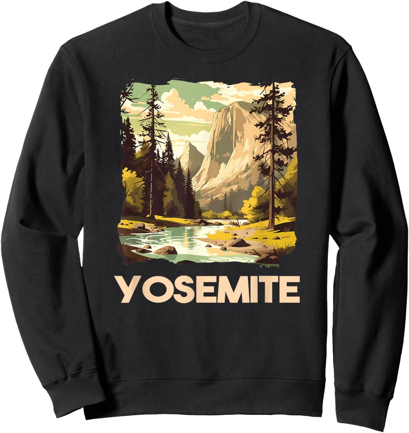 Vintage Yosemite National Park Nature Lover Adventure Sweatshirt - Sweatshirt | Black