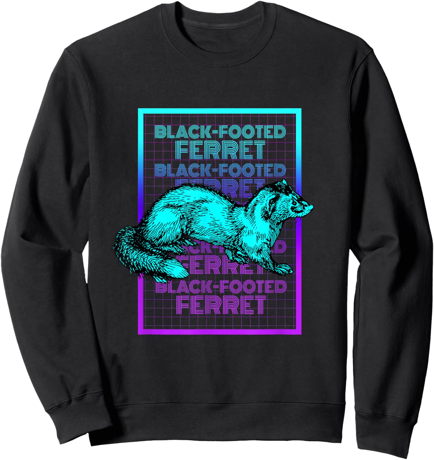 Black Footed Ferret Animal Vintage Retro Black Footed Ferret Sweatshirt - Sweatshirt | Black