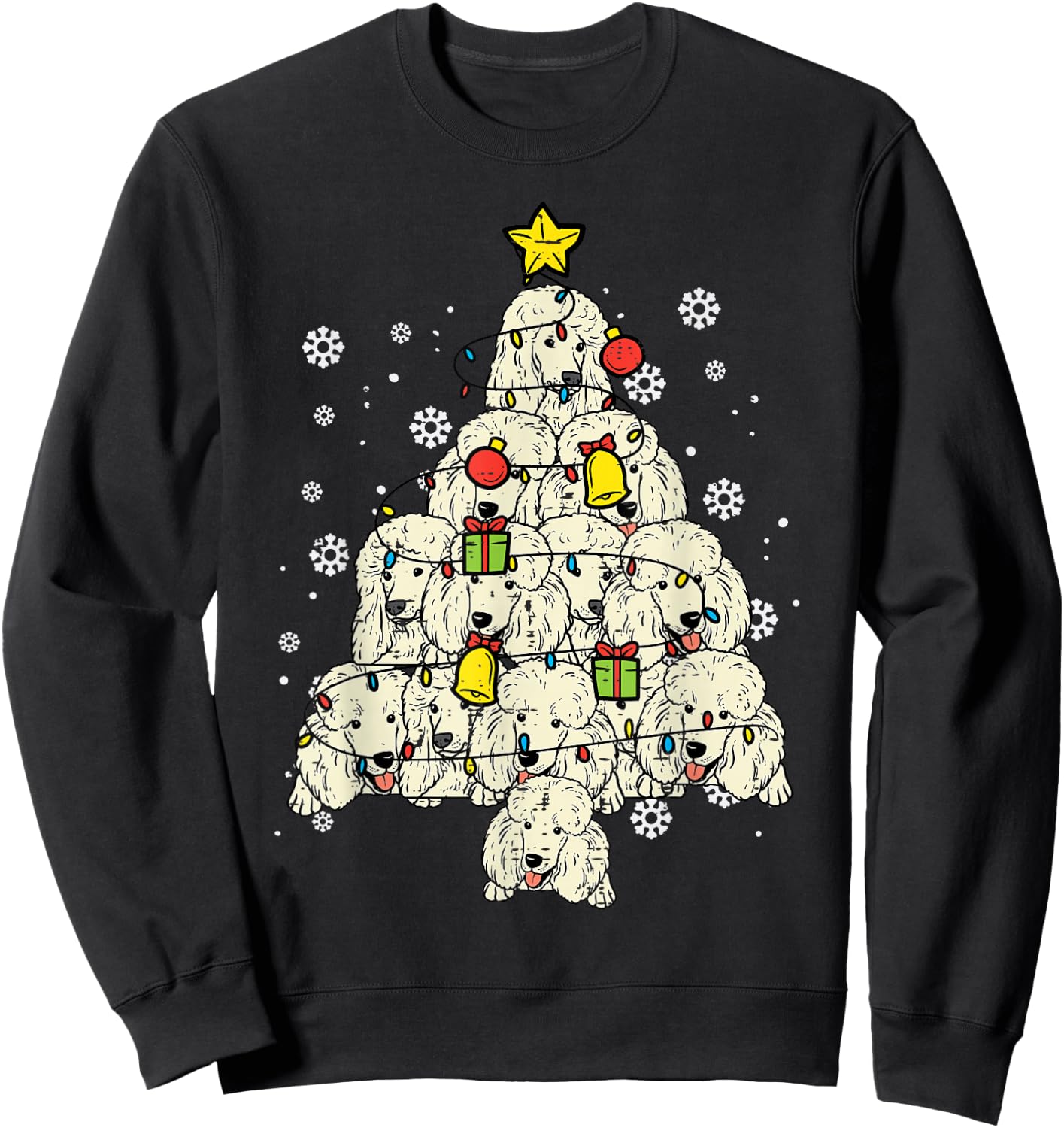 Poodle Christmas Tree Cute Xmas Dog Lover Men Women Kids Sweatshirt - Sweatshirt | Black
