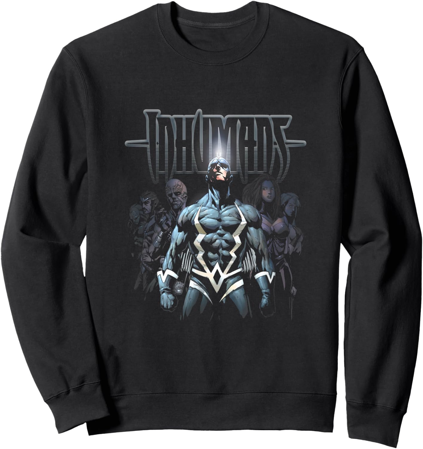 Marvel Comics Retro Classic Inhumans Distressed Group Shot Sweatshirt - Sweatshirt | Black