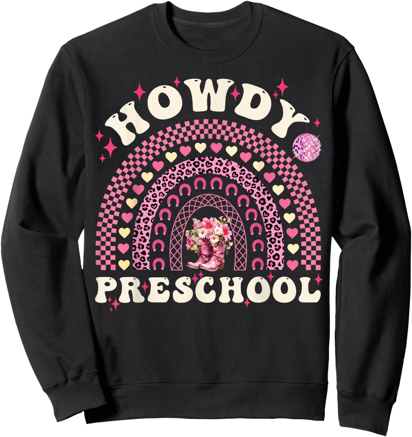 Howdy Preschool Teacher Cowgirl Western Pre-K Back To School Sweatshirt - Sweatshirt | Black