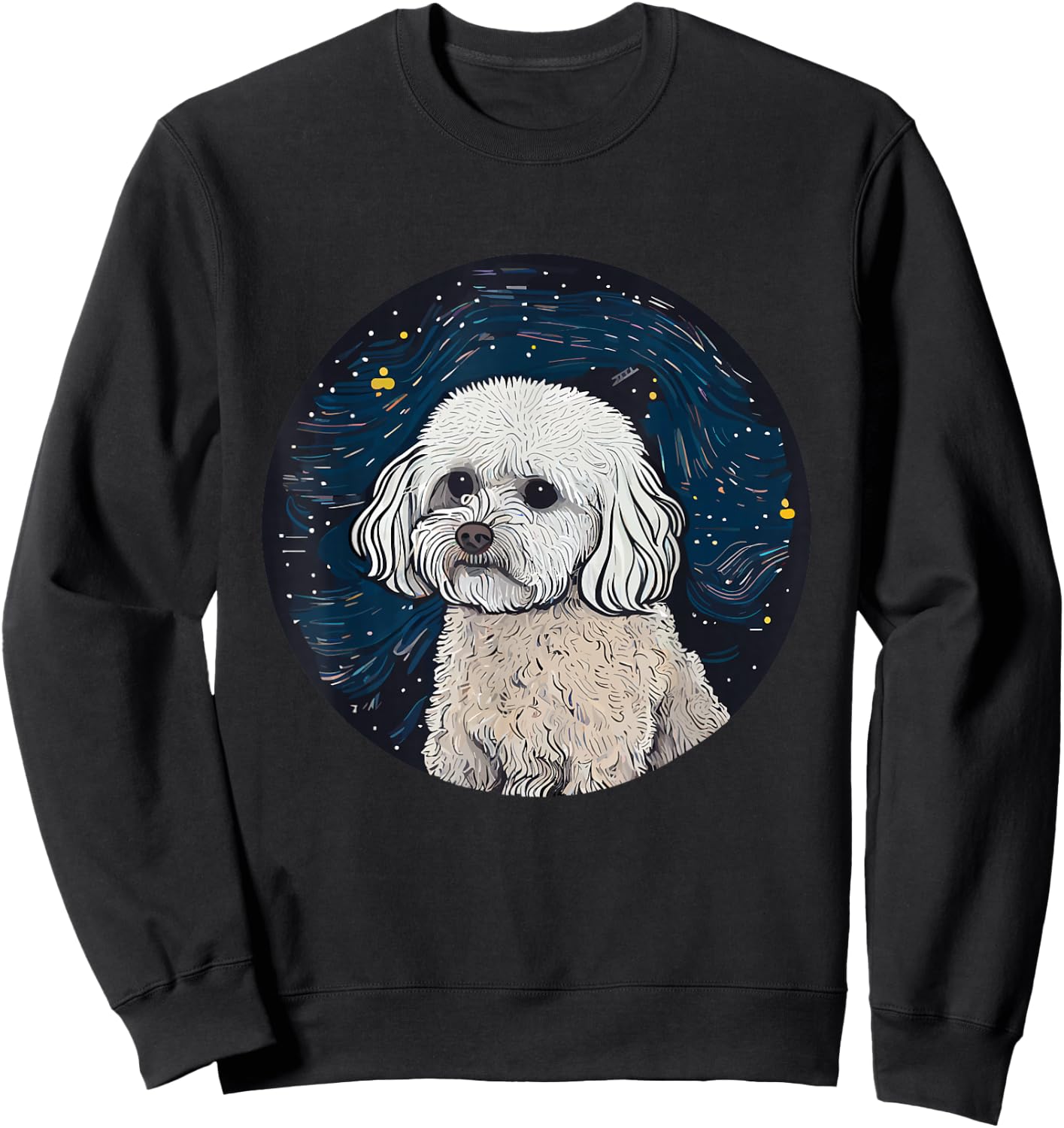 Maltipoo Starry Night Van Gogh Maltipoo Mom Dad Owner Sweatshirt - Sweatshirt | Black