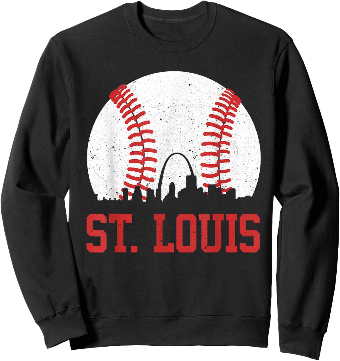 St. Louis Cityscape Vintage Baseball City Men Women Kids Sweatshirt - Sweatshirt | Black