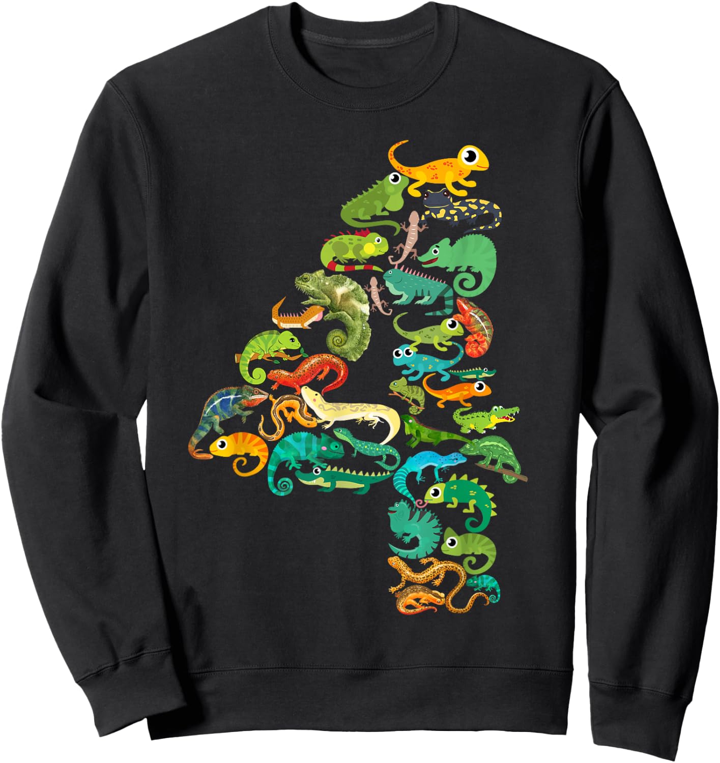 Kids 4th Birthday Reptiles Lizards Themed 4 Year Old Boys Sweatshirt - Sweatshirt | Black