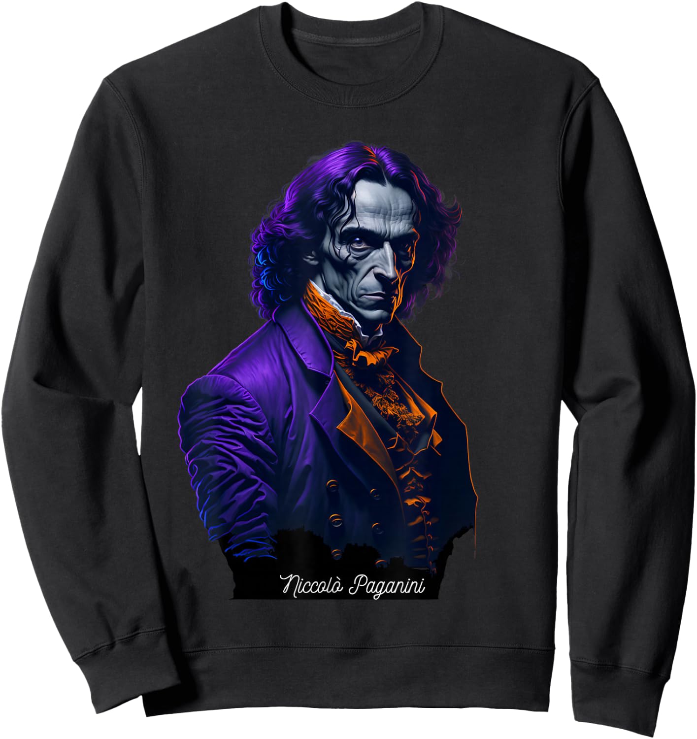 Niccolo Paganini Shirt Portrait Composer Illustration Violin Sweatshirt - Sweatshirt | Black