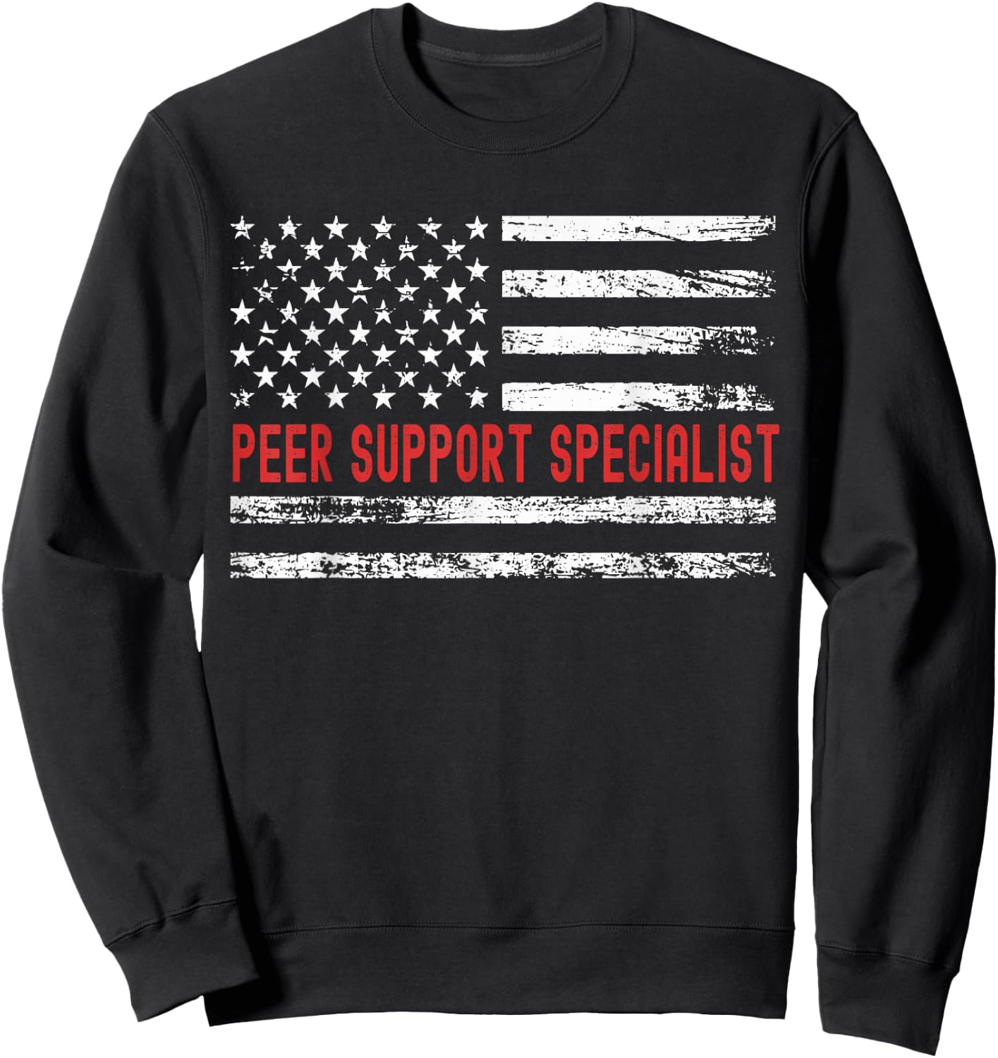 Peer Support Specialist USA Flag Profession Retro Job Title Men Sweatshirt - Sweatshirt | Black