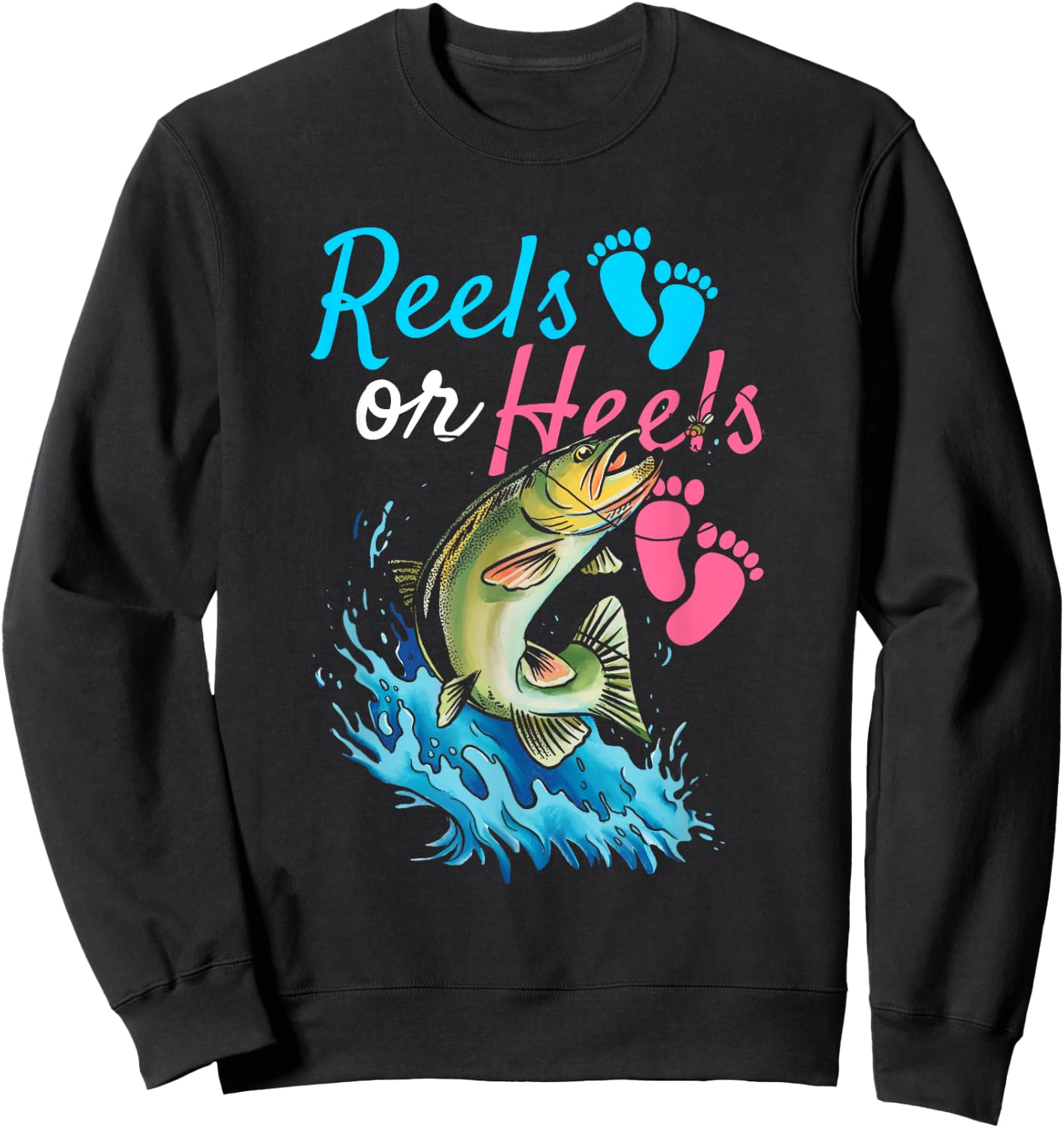Reels or Heels Design for Fishing lovers Sweatshirt - Sweatshirt | Black
