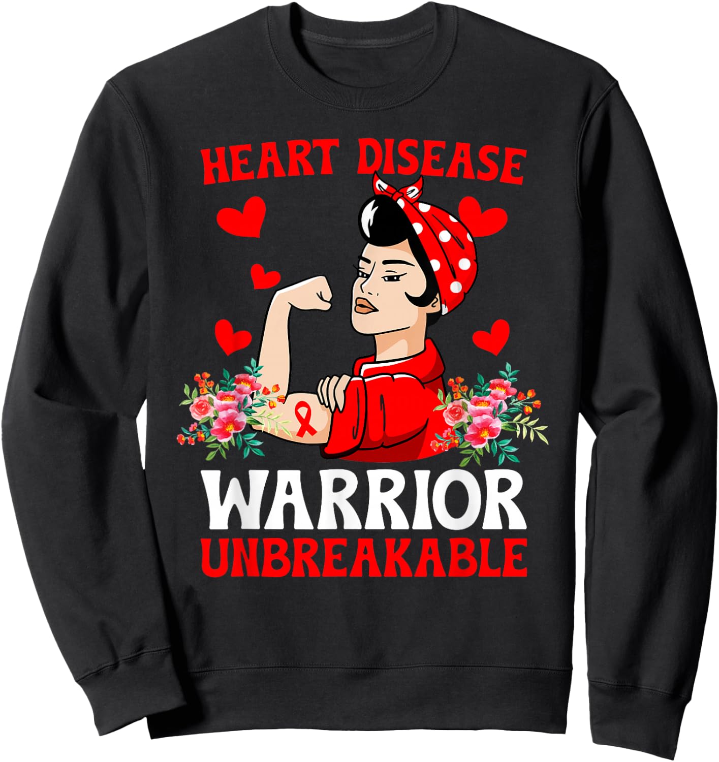 Heart Disease Warrior Unbreakable Heart Disease Awareness Sweatshirt - Sweatshirt | Black